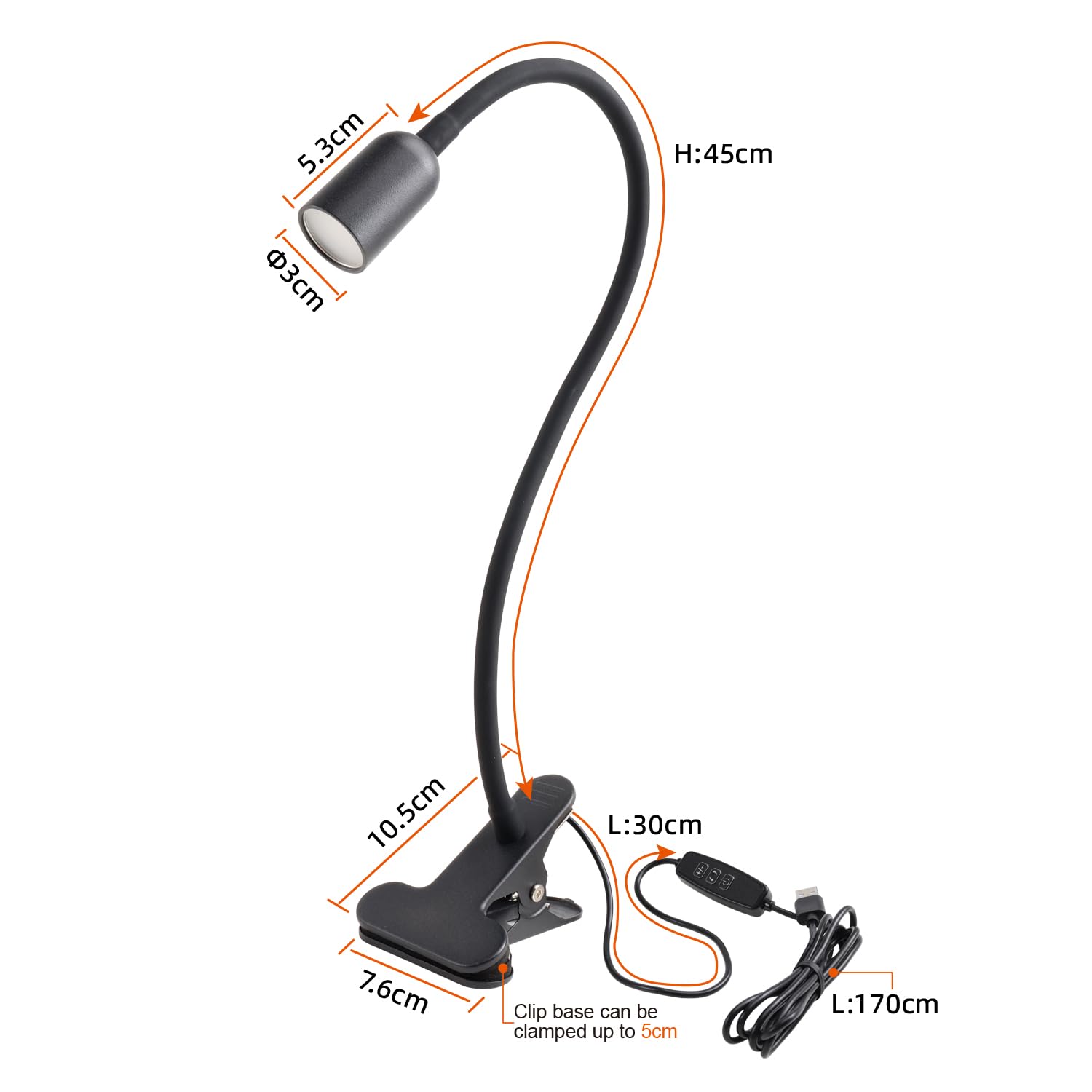 Led Reading Light For Bed Headboard - Dimmable Clip-On Book Light With Flexible Gooseneck, Adjustable Color Temperature (3000/40