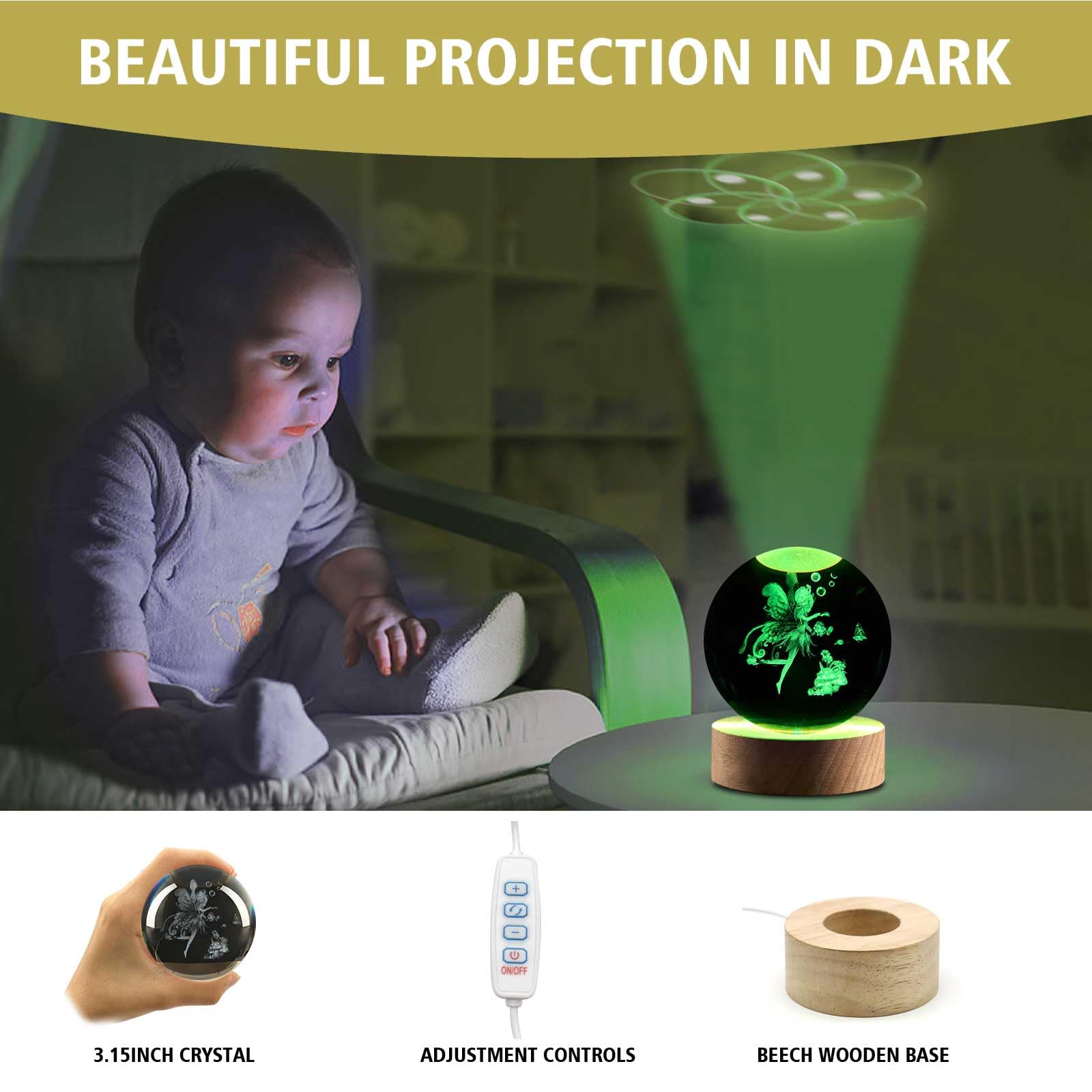 Shellvcase Fairy Gifts For Women Girls, 3.15In 3D Fairy Figurine Crystal Ball Lamp With Remote Control, Fairy Decor For Bedroom,