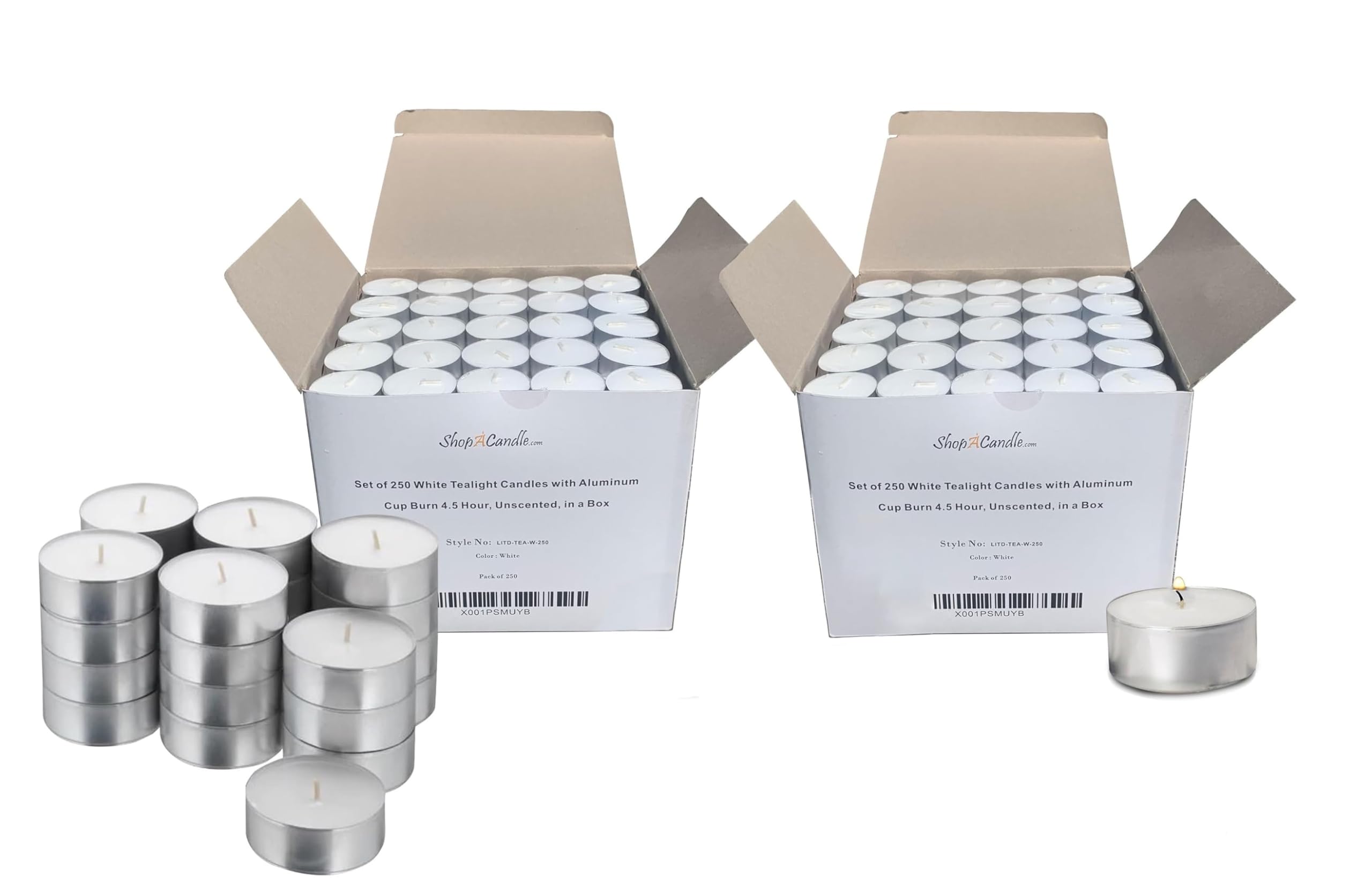 Tea Light Candles In Metal Cups - 4.5 Hours Clean, Long Burning White Unscented Tea Candles - 500 Candles - Votive Candles Bulk For Romantic Dinner, Wedding, Spa & Hotels By Parnoo