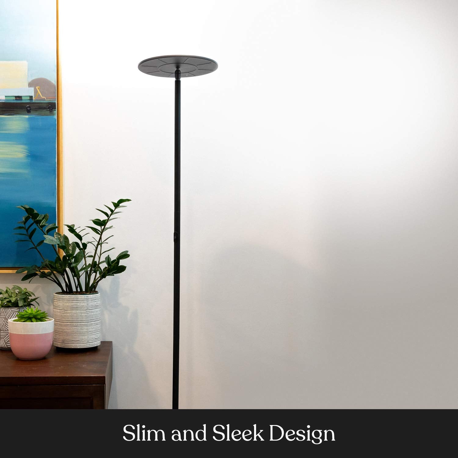 Brightech Sky Flux Dimmable LED Floor Lamp - Black, Torchiere Design, 3 Light Options, Model SKYFLUX-BK