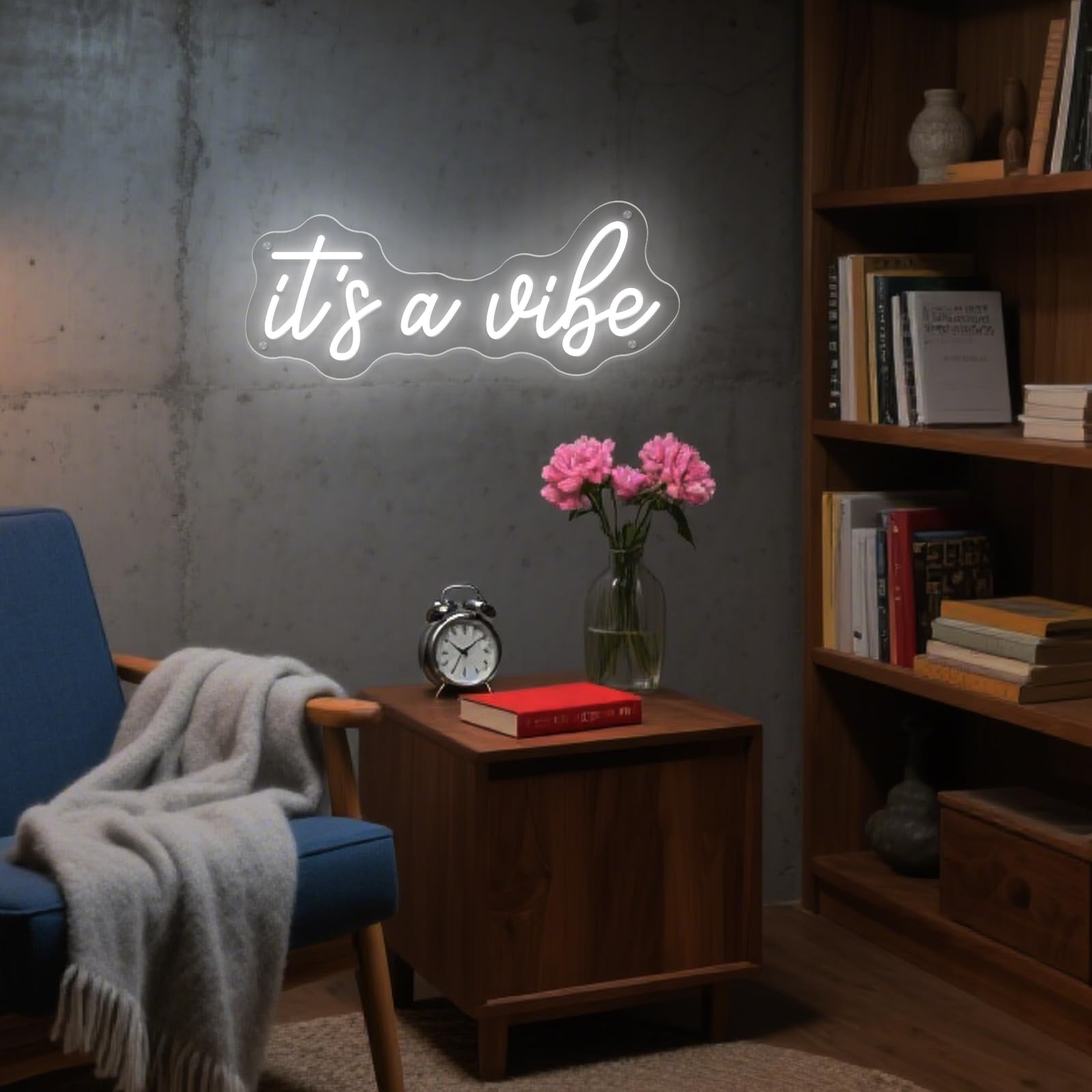 ItS A Vibe Neon Sign Led Neon Light For Wall Decor Usb Powered Three Adjustable Brightness Lights Up Sign For Home Birthday Party Decor Bedroom Decorations Christmas Gift 38Cm*15.5Cm