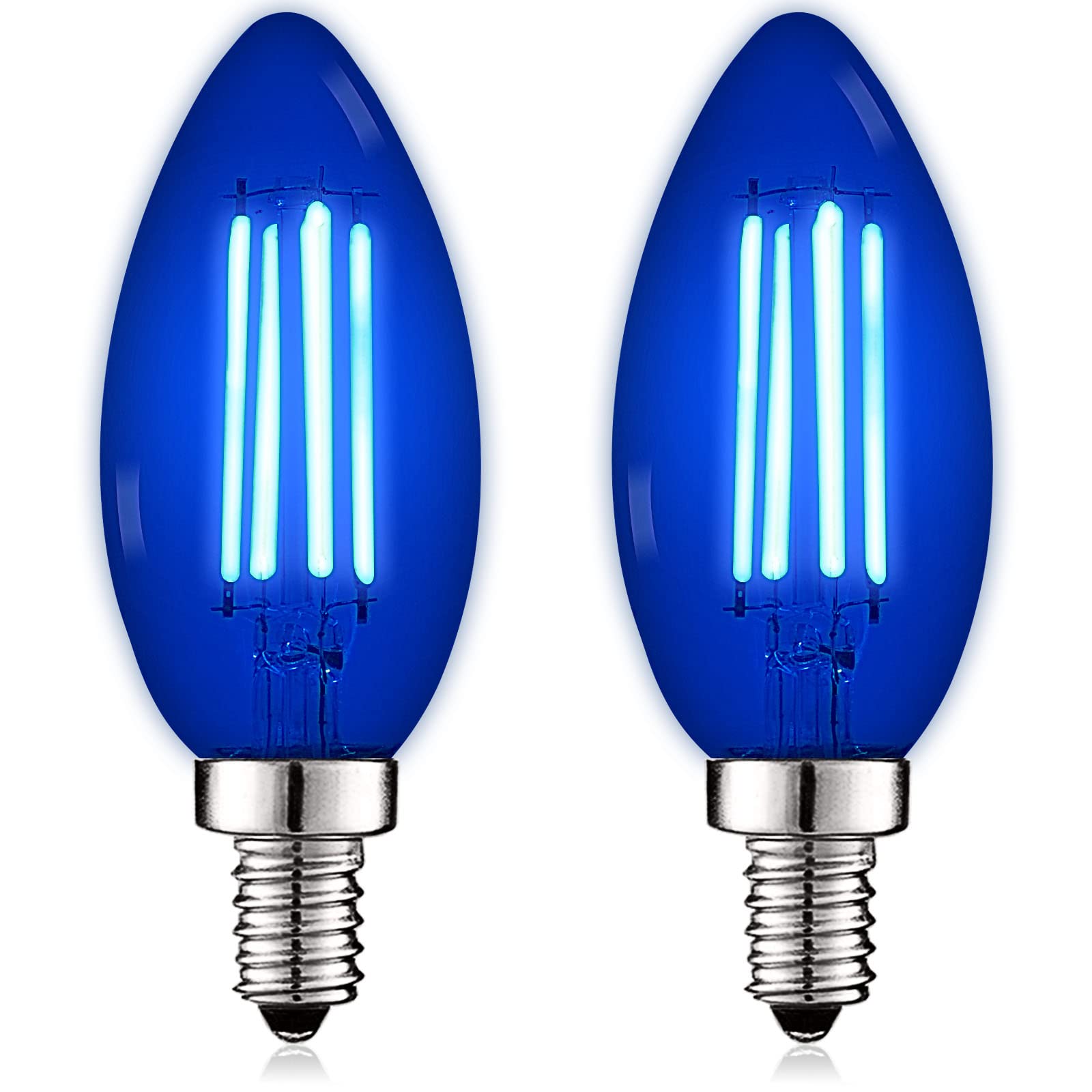 LUXRITE E12 LED Filament Bulb, Blue, 4.5W (40W Equivalent), 2 Count, Glass, Model LR21743-2
