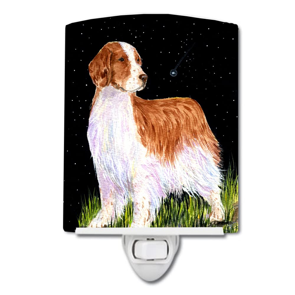 Carolines Treasures Ceramic Night Light, Starry Night Welsh Springer Spaniel, 6x4x3in, Model SS8482CNL, Multicolor