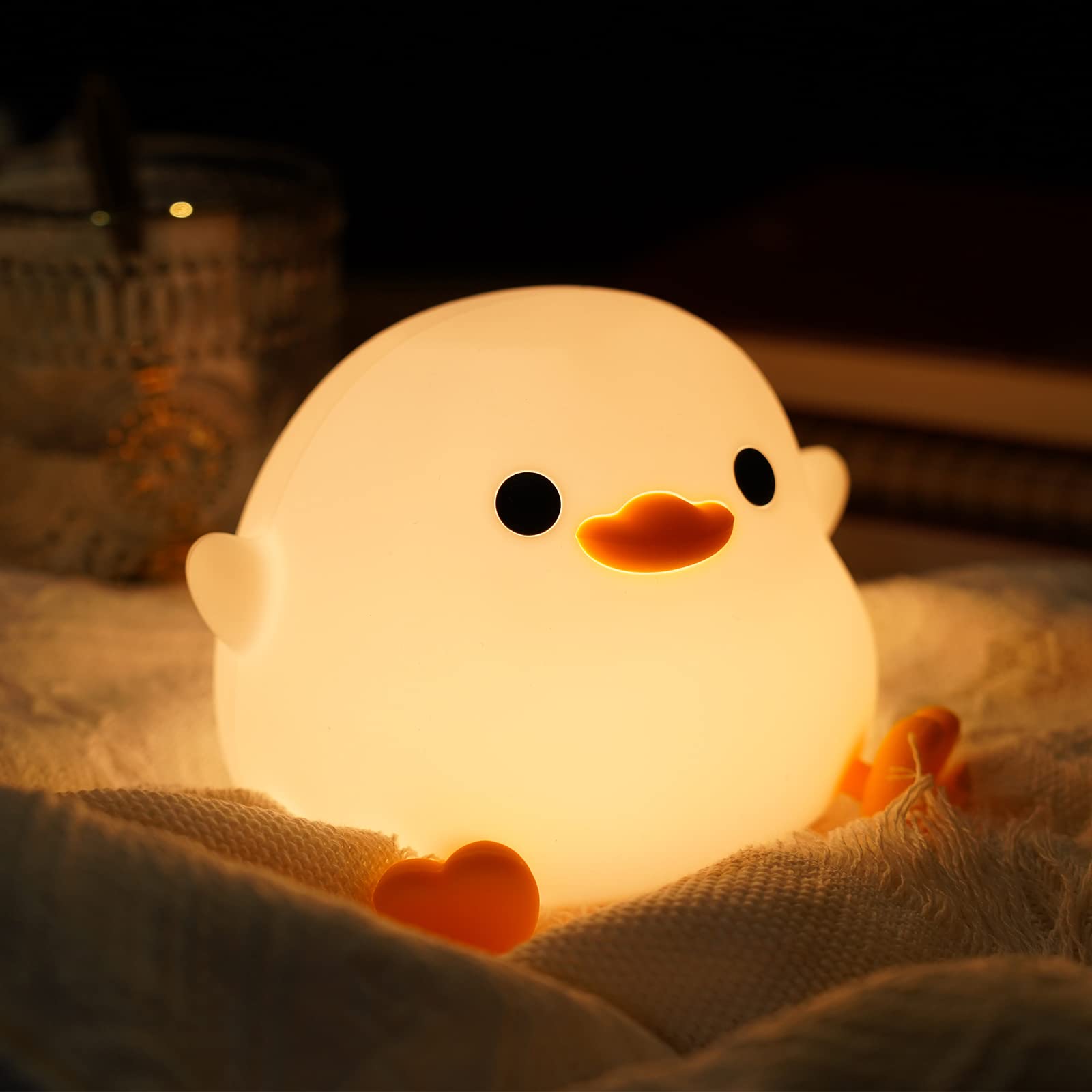 Amaredom DoDo Duck Night Light - Silicone Dimmable LED Lamp, Rechargeable with Timer, Cute Design for Bedrooms & Living Room