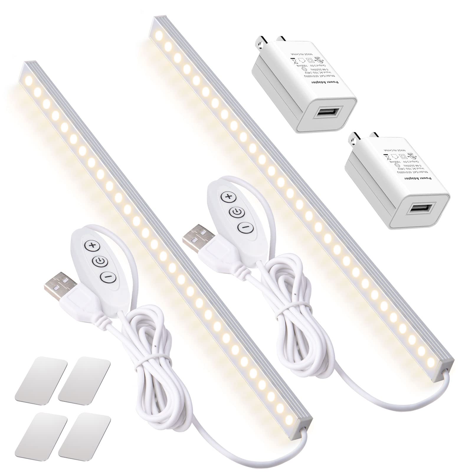 DWEPTU 2Pack LED Under Cabinet Lighting Dimmable Under Cabinet Lights with USB Powered for Closet Light Bar Under Counter Lighti