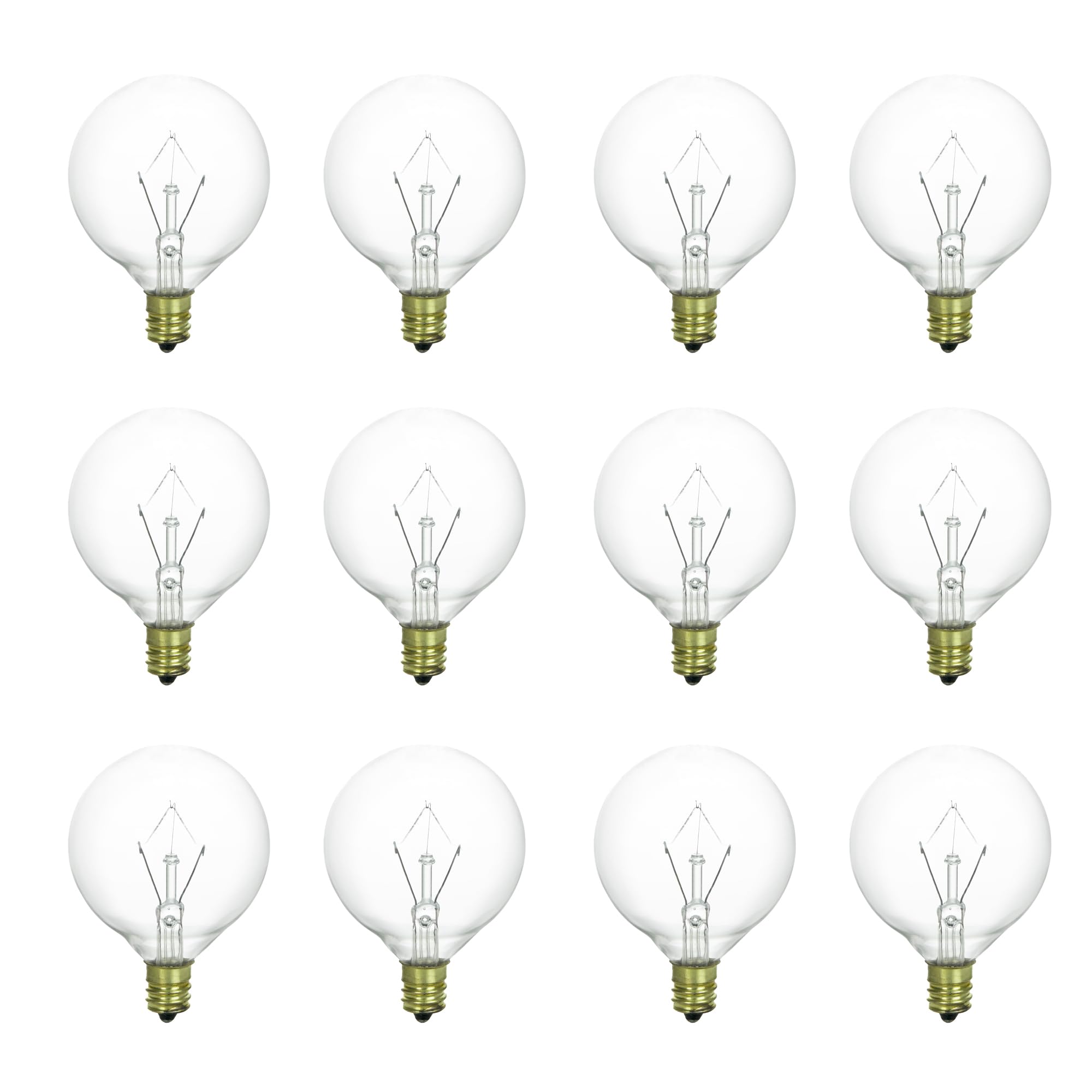 Sunlite 40137 G16 Globe Incandescent Light Bulbs, 25 Watts, Medium Base (E26), 120 Volt, Dimmable, 150 Lumens, Title 20 Approved