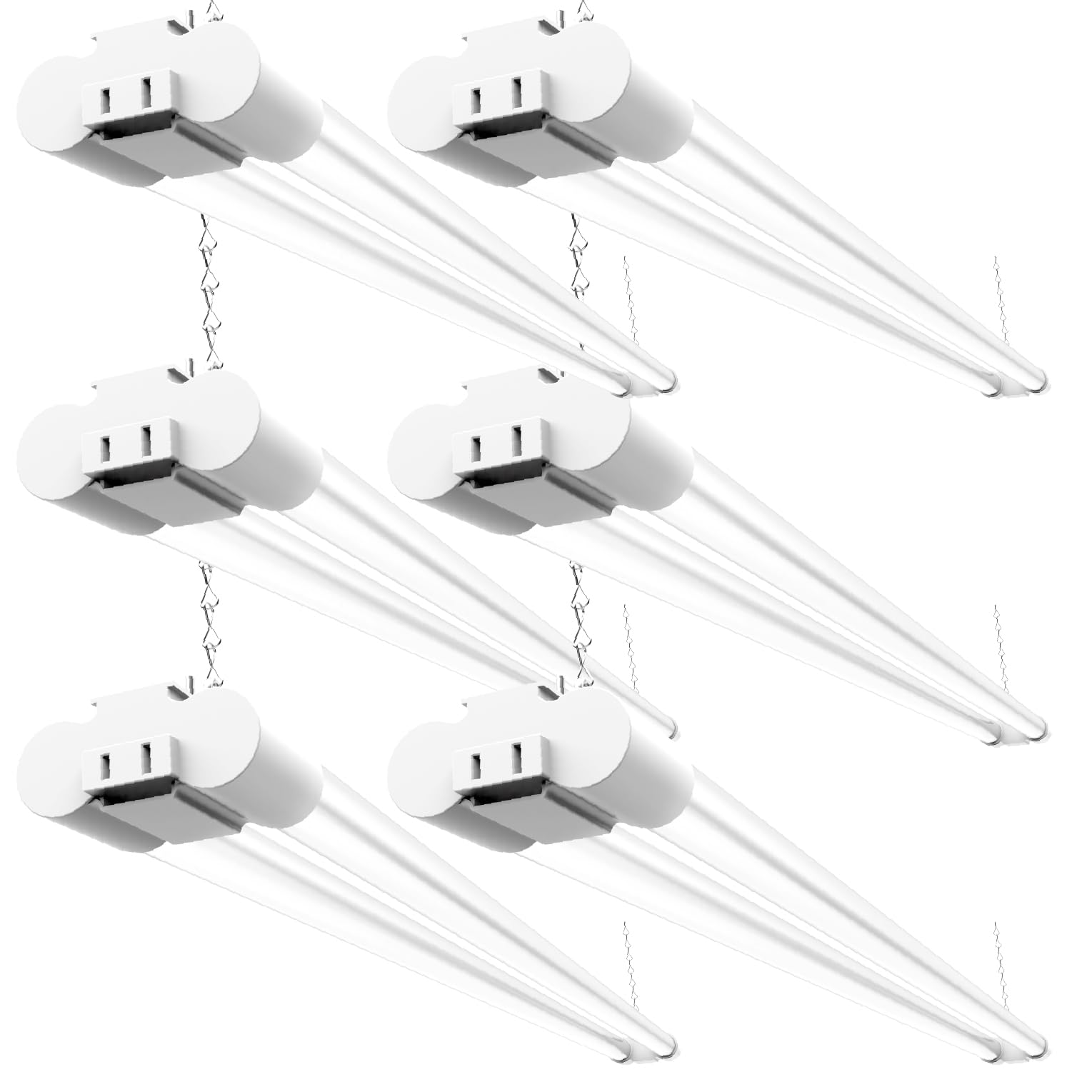 Sunco 6 Pack LED Utility Shop Light, 4500 LM, 5000K Daylight, 4 FT Integrated Fixture, Surface/Suspension Mount, White