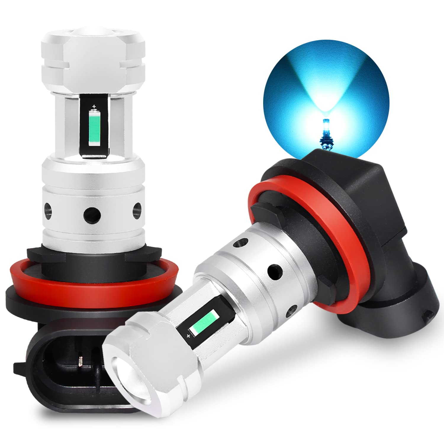 PHINLION H11 LED Fog Light Bulbs, 3800lm Super Bright, Ice Blue, Model Phinlion-H11-1860-4SMD-IB