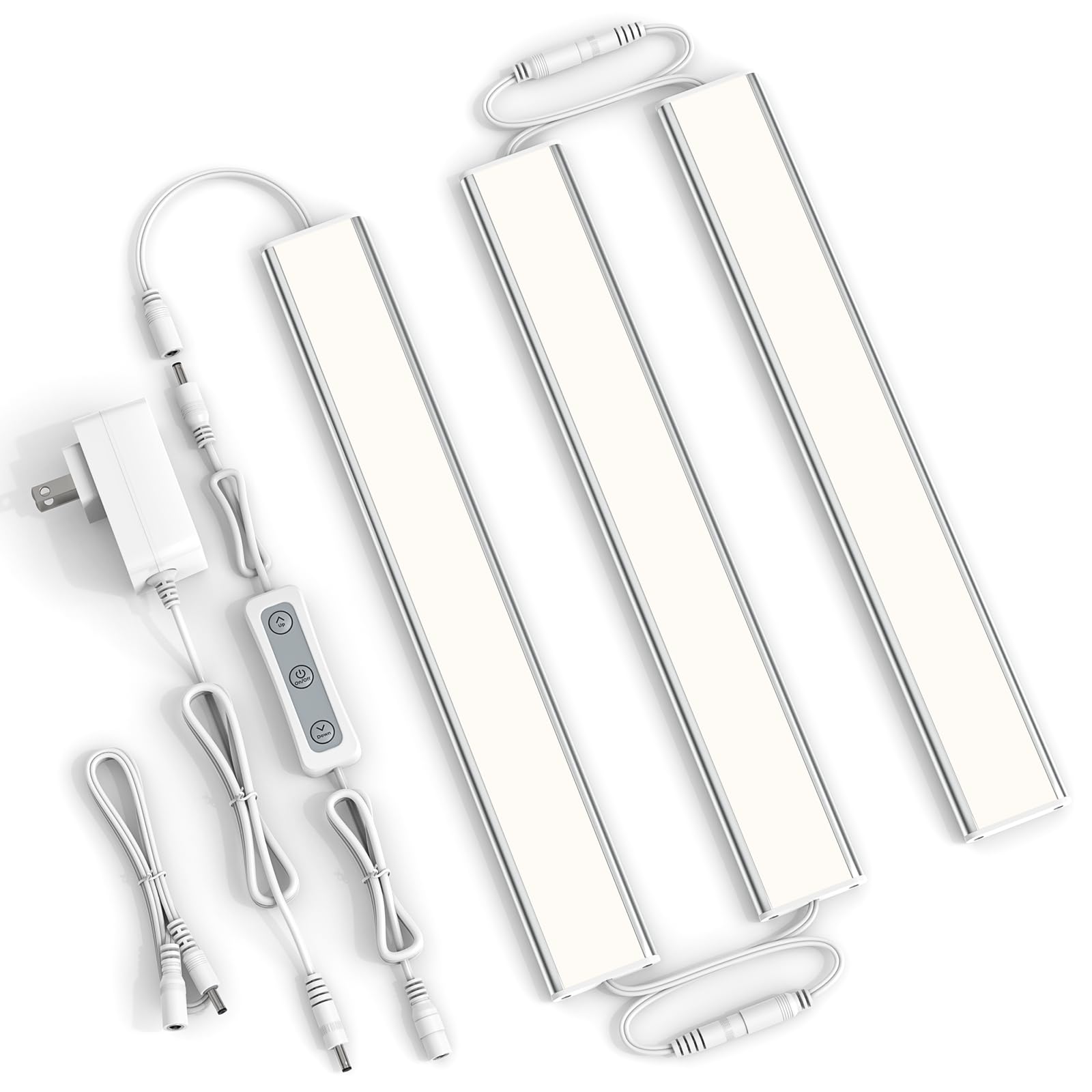 ASOKO Under Cabinet LED Light, Dimmable 4000K, 12in Linkable, 3 Pack, Alloy Steel