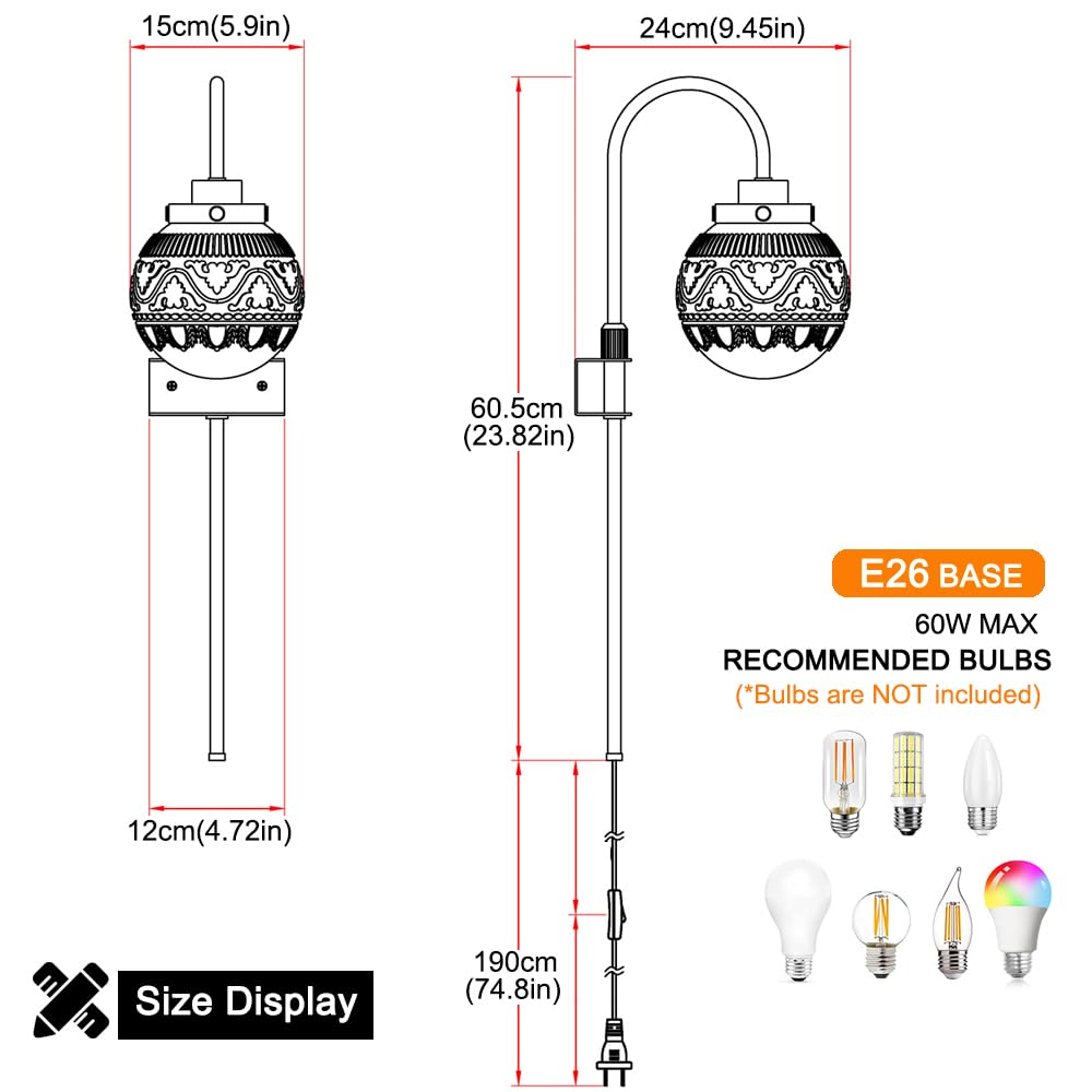 Daunton Wall Sconces Set of 2 - Matte Black, Etched Crystal Glass Shades, Model DX23037W1T-BK-2P-CS