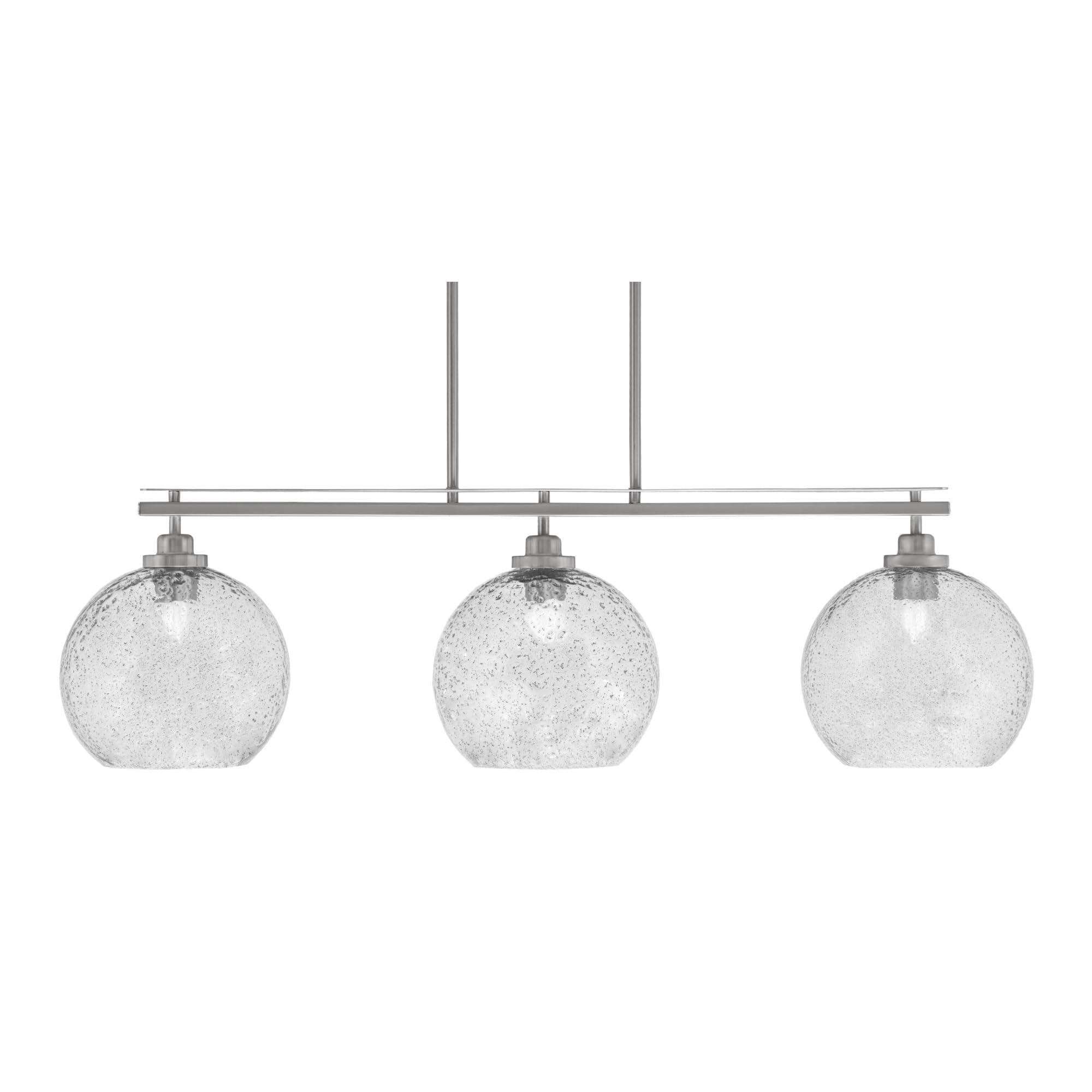 Toltec Lighting Odyssey 3 Light Island Light, Brushed Nickel Finish, 9.5in Smoke Bubble Glass