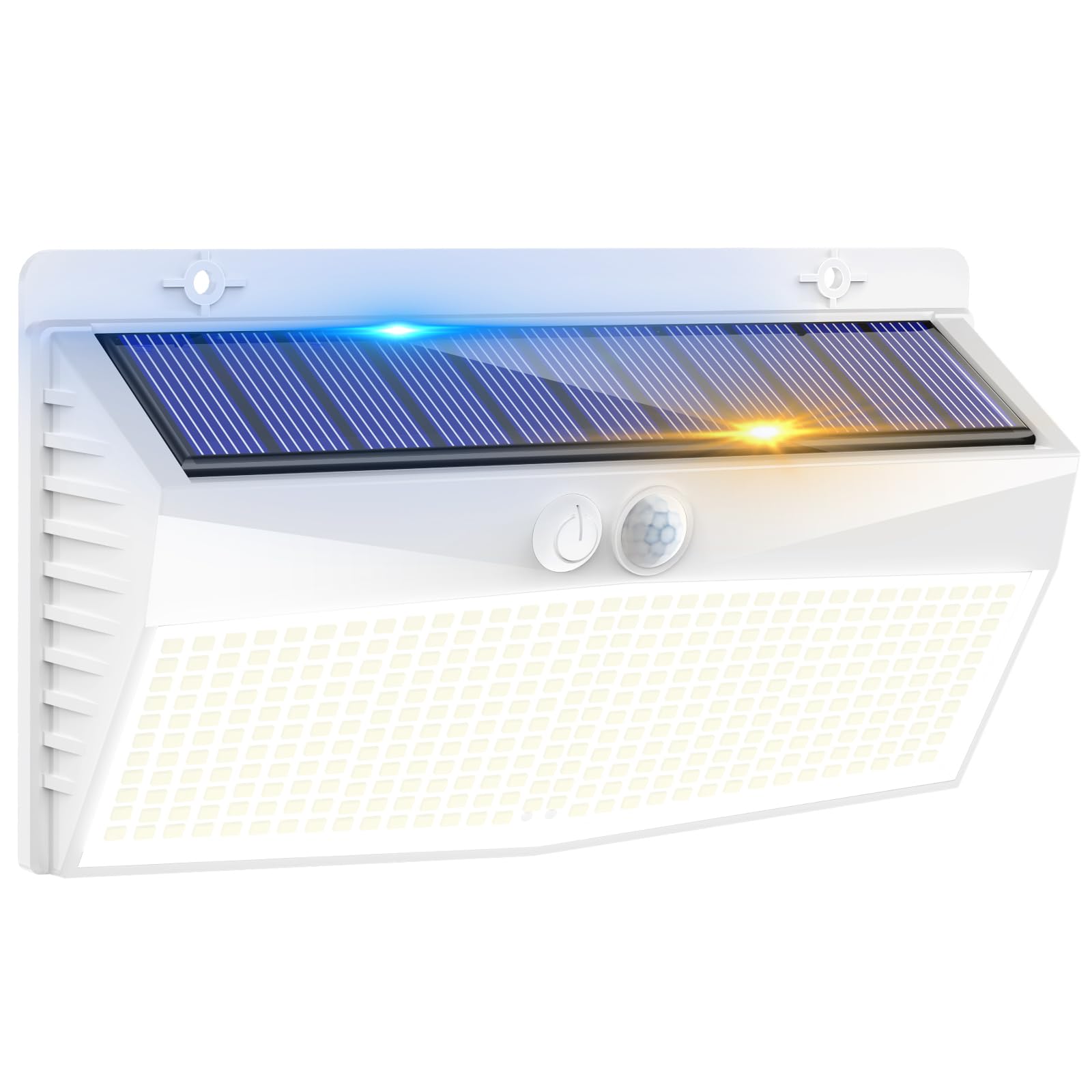 Peasur 1 Pack 368 LED Solar Lights Outdoor Motion Sensor  Solar Fence with 3 Lighting Modes  Powered Security Waterproof for Outside Yard Wall Garden White
