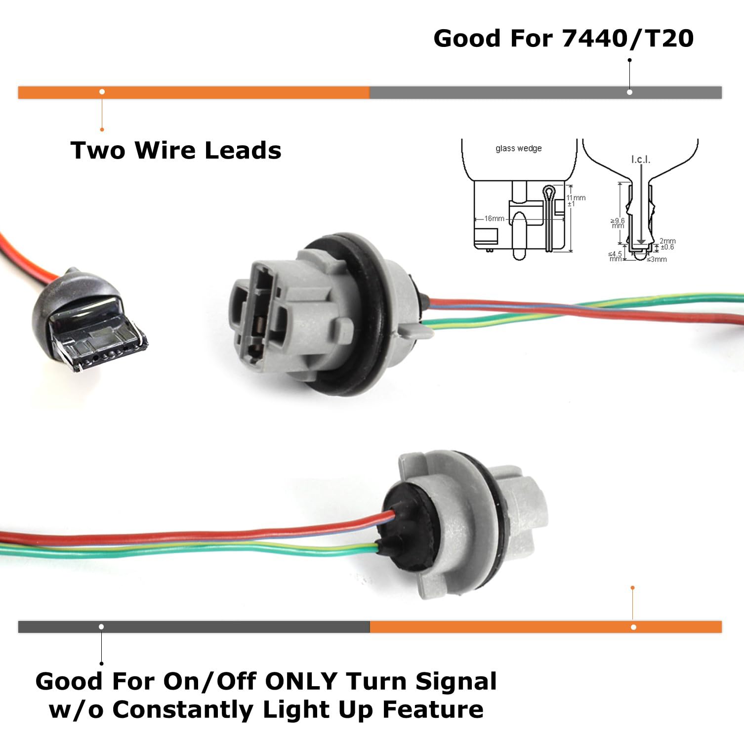iJDMTOY 7440 50W 6-Ohm Load Resistor Wiring Adapters for LED Turn Signal Lights