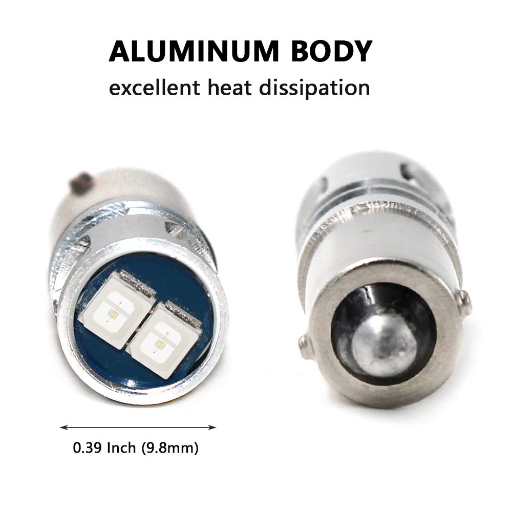 PHINLION LED Bulbs 5-SMD BA9 BA9S 1891 1893, Green, Aluminum, for Dome, Map, License Plate Lights