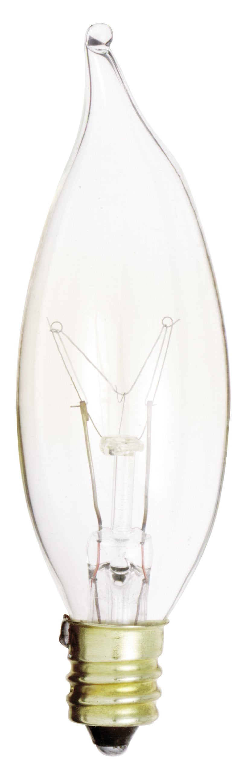 Satco S3273 15W Dimmable Ca8 Incandescent Light Bulb, Soft White 2700K, Clear Glass, Candelabra Base, 100 Lumens, 1