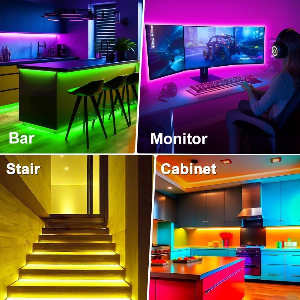 Pstar Rgb Led Tv Backlight, 6.56Ft Music Sync, Usb Powered For 32-40 Tvs, Remote & App Control, Vinyl Material