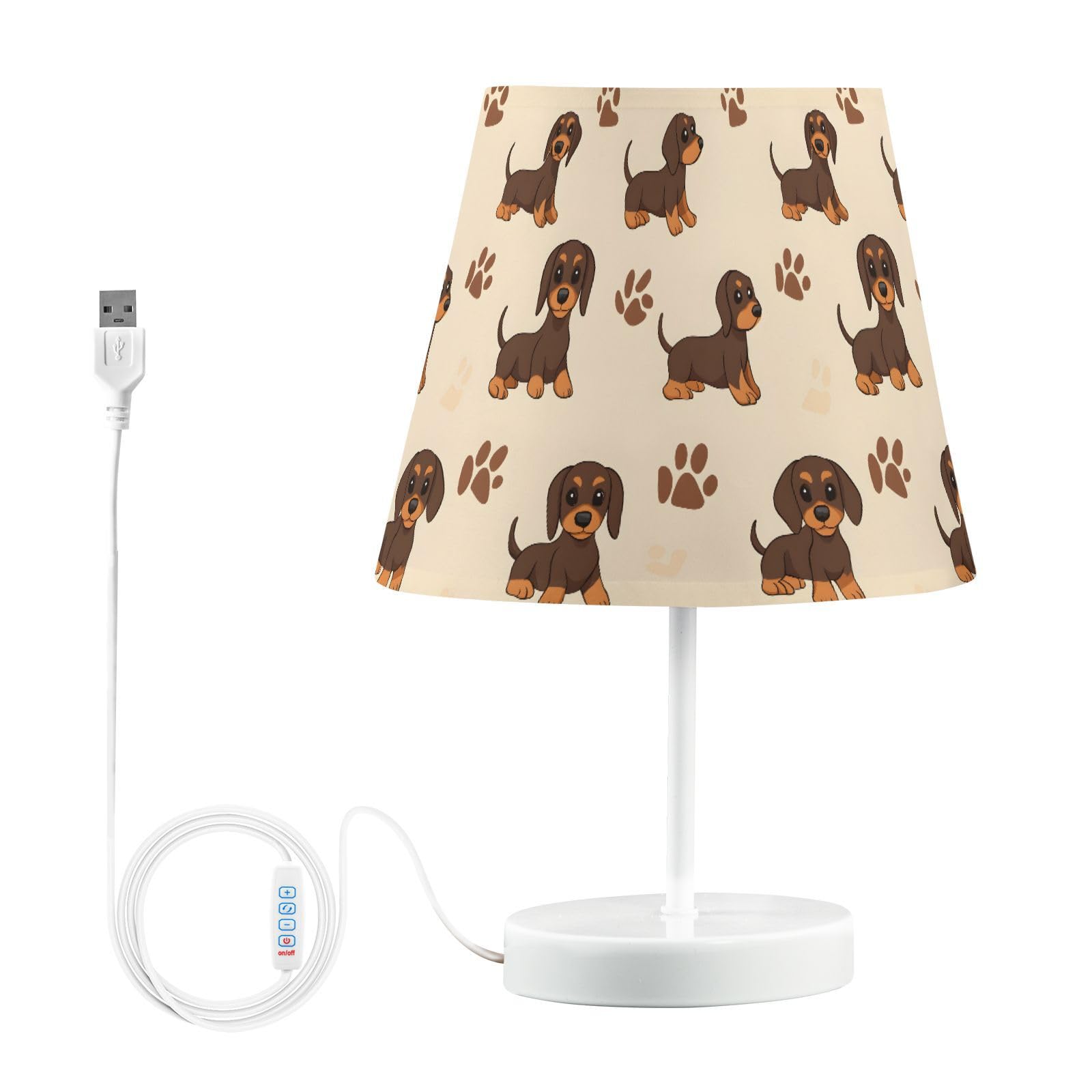 BOENLE Bedside Lamp Dachshund Dogs Brown Paws Table Lamp Bedroom LED Nightstand Desk Lamp Lampshade for Sleeping Living Room Dor