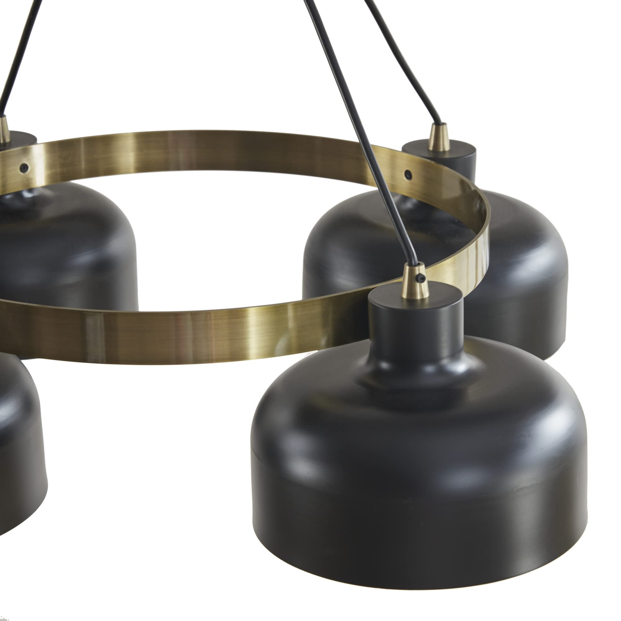 INK+IVY Abbott Chandelier, Adjustable Rod, 4 Bulbs, Iron, 28.5inDia x 26.5inH-50.5inH, Black/Gold, Model