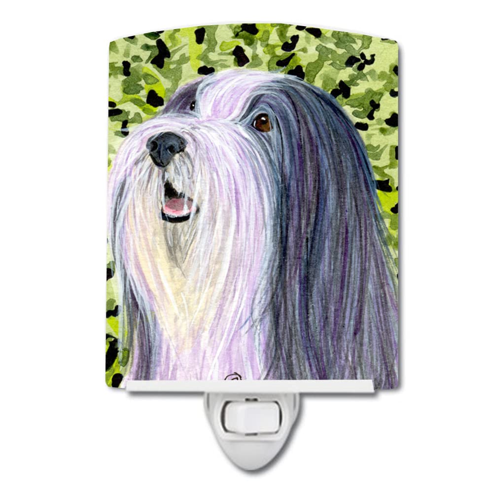 Caroline'S Treasures Ss8808Cnl Bearded Collie Ceramic Night Light Compact, Ul-Certified, Ideal For Bedroom, Bathroom, Nursery, Hallway, Kitchen, 6X4X3, Multicolor