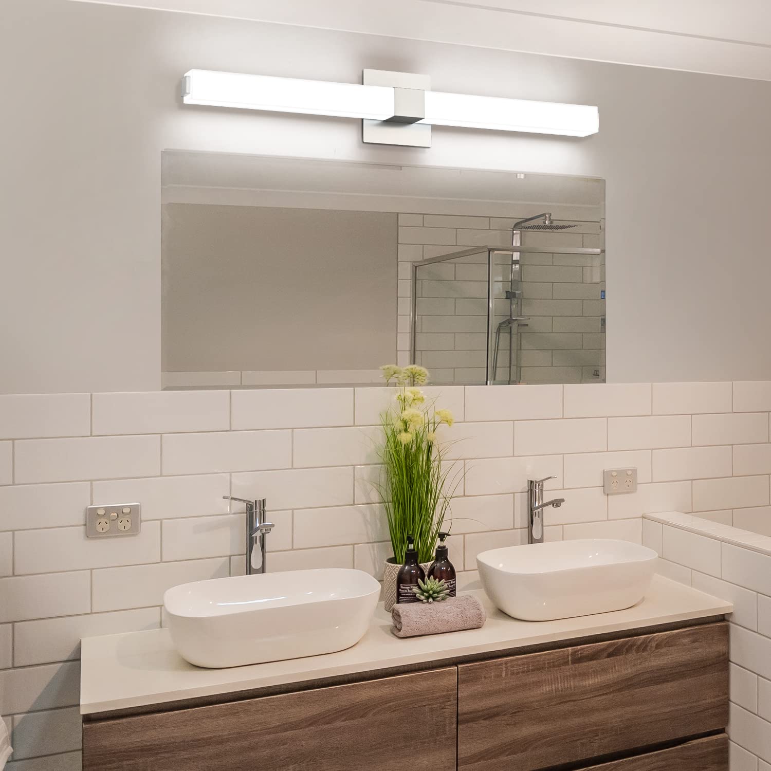 ZUZITO 32 Inch Brushed Nickel LED Bathroom Vanity Light - 3CCT Dimmable, Model S16001-810mm-3C