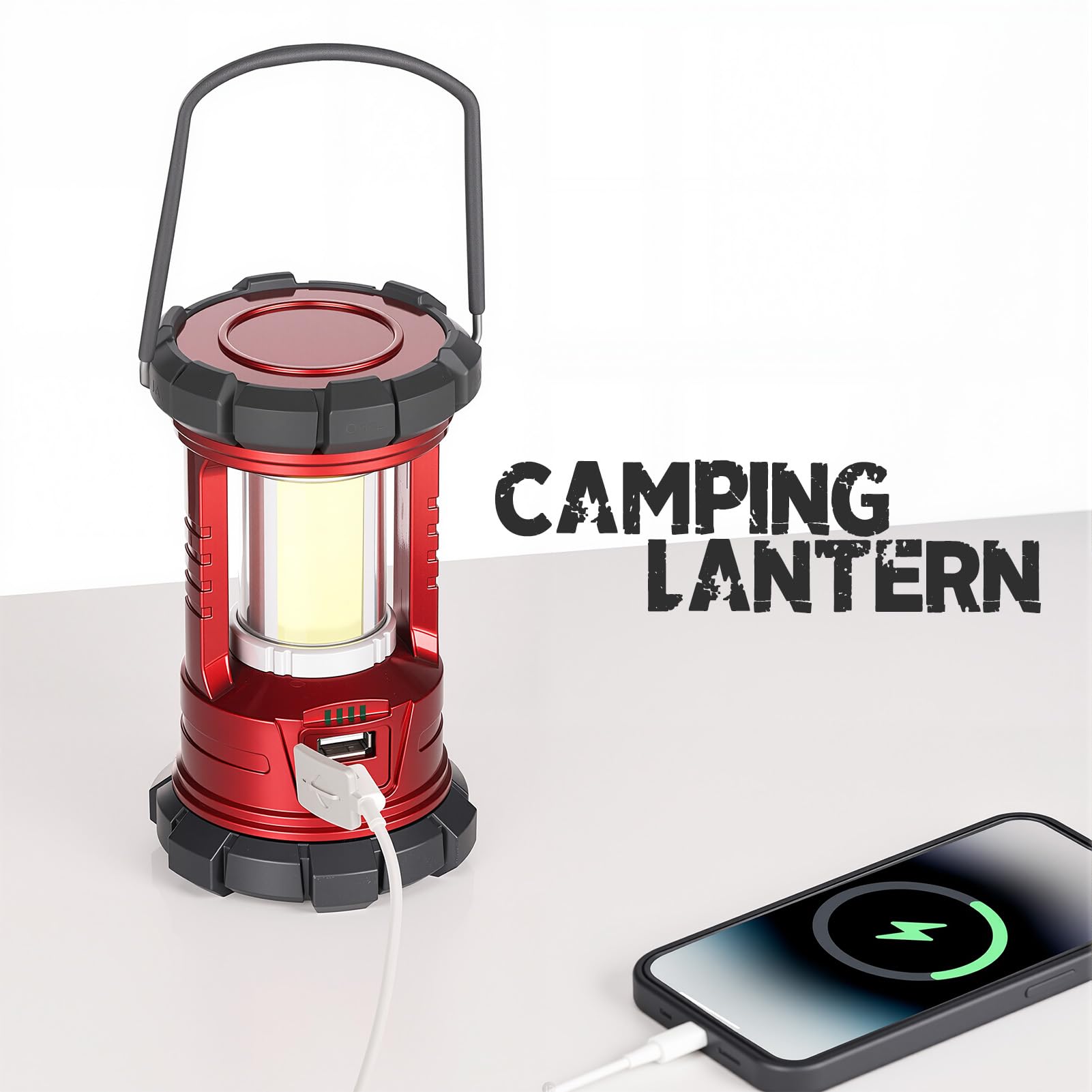 FANT.LUX Rechargeable Camping Lantern, 1500LM, Waterproof, Red, 2 Pack, Model NBMD122