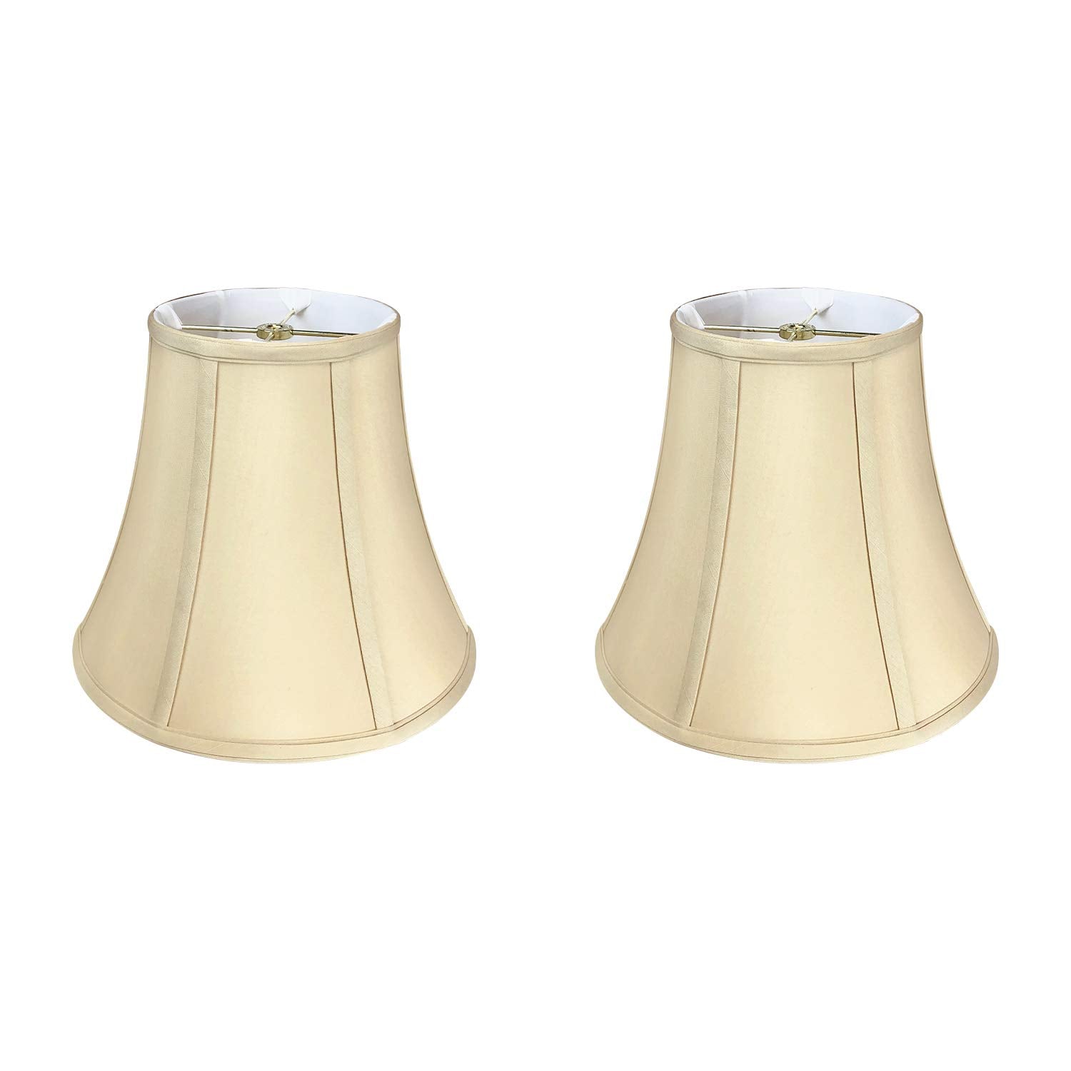Royal Designs, Inc. True Bell Lamp Shade, Faux Silk, 6.5in x 12in x 10.5in, Beige, 2-Pack, Model BSO-704-12