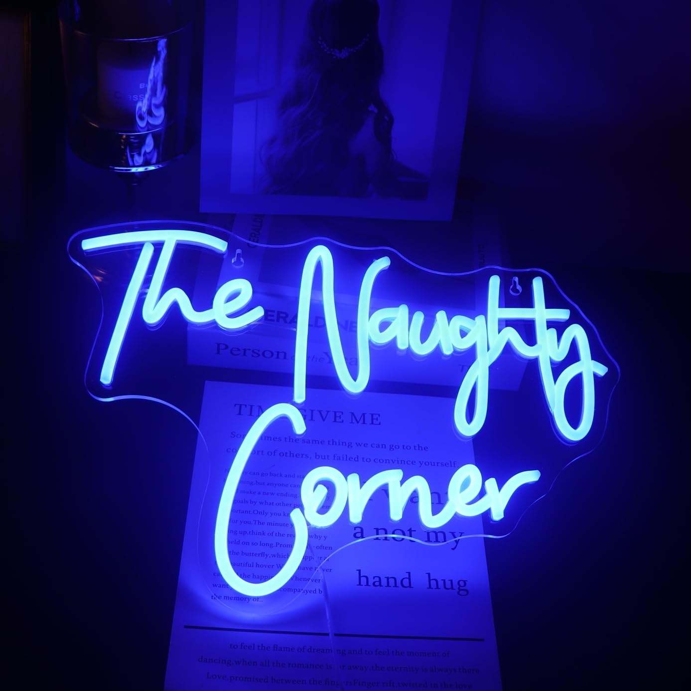 Qiaofei Led The Naughty Corner Neon Sign Word/Letters Usb Powered Neon Lights For Girls Room Home Bar Art Wall Decor Party Window Living Room Decor Birthday Christmas Gift(Blue)