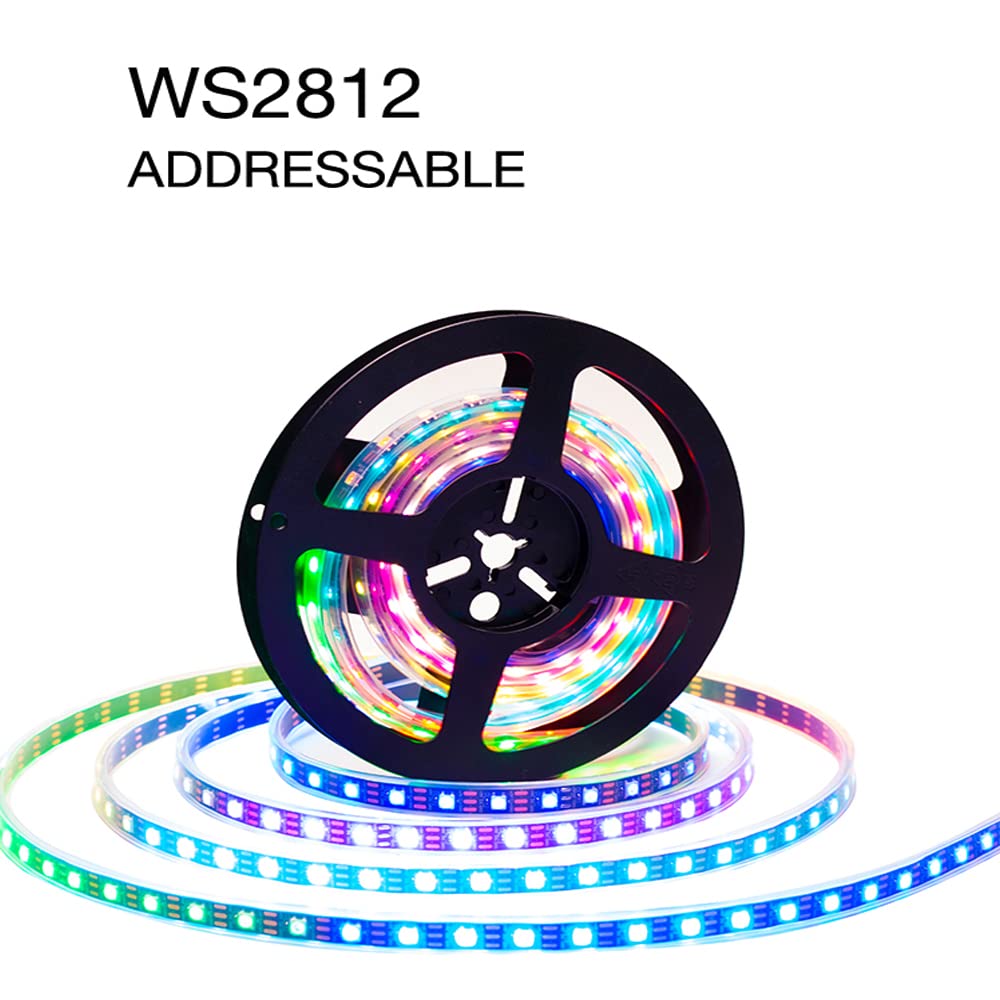Adresuno Ws2811 Ws2812B Led Strip, 300 Pixels/M, 16.4Ft Waterproof Ip67, White Pcb, Model Aqyc-211214-7
