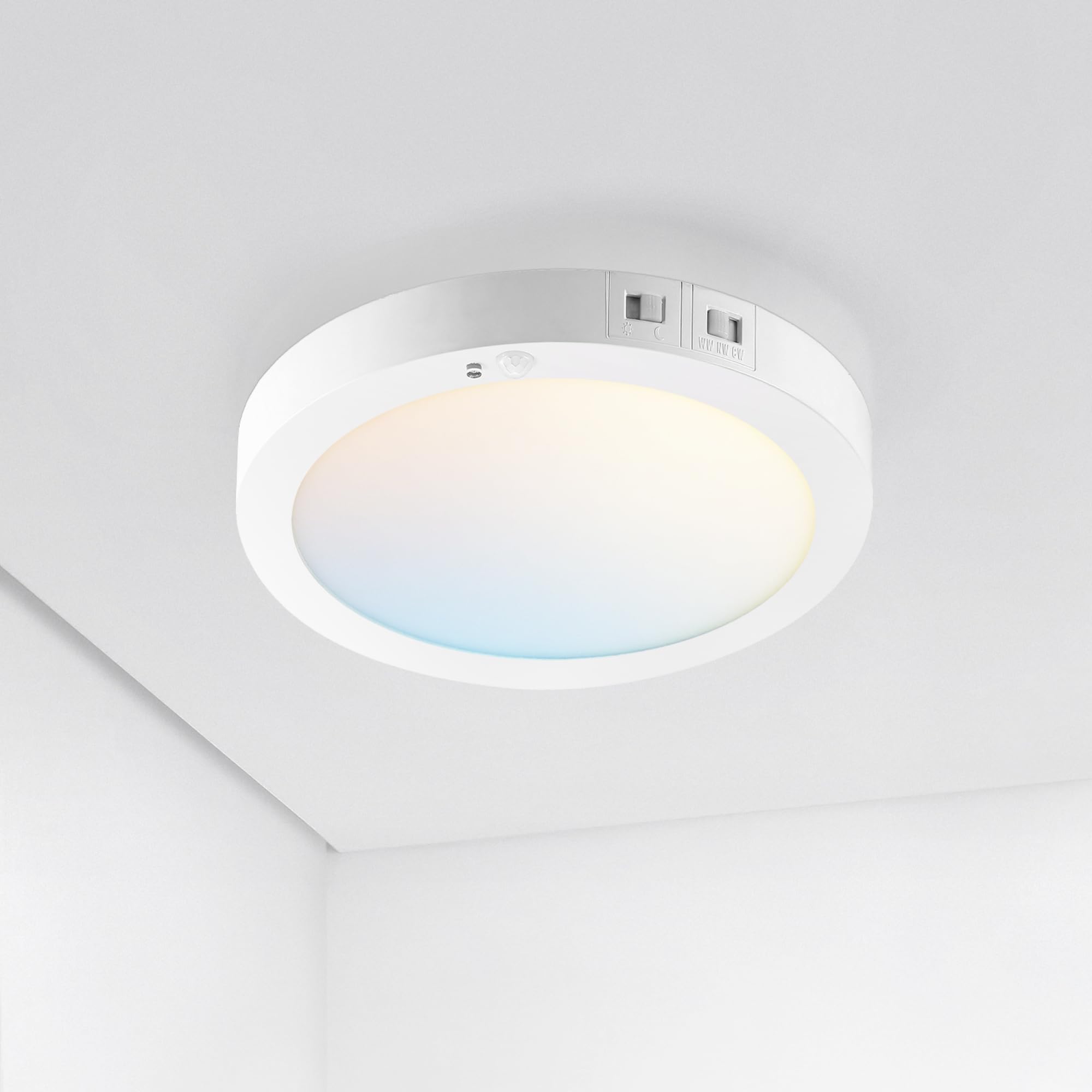 ASD LED Flush Mount Ceiling Light Fixture, 15W 900LM, 2700-6000K, Motion Sensor, 7in Round, White, Model A-MPR-7N