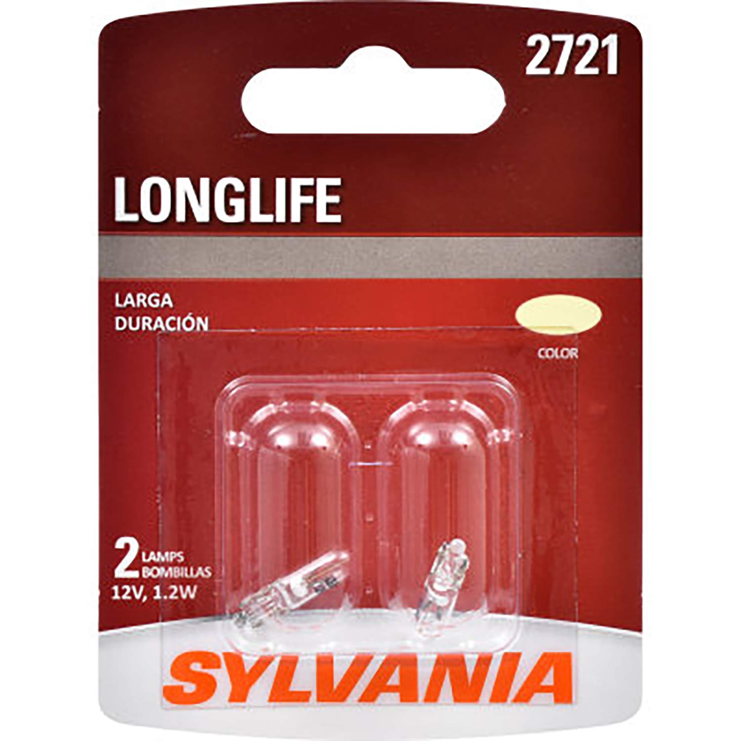 Sylvania 2721 Long Life Miniature Bulbs - Ideal For Interior Lighting, Red, Pack Of 2