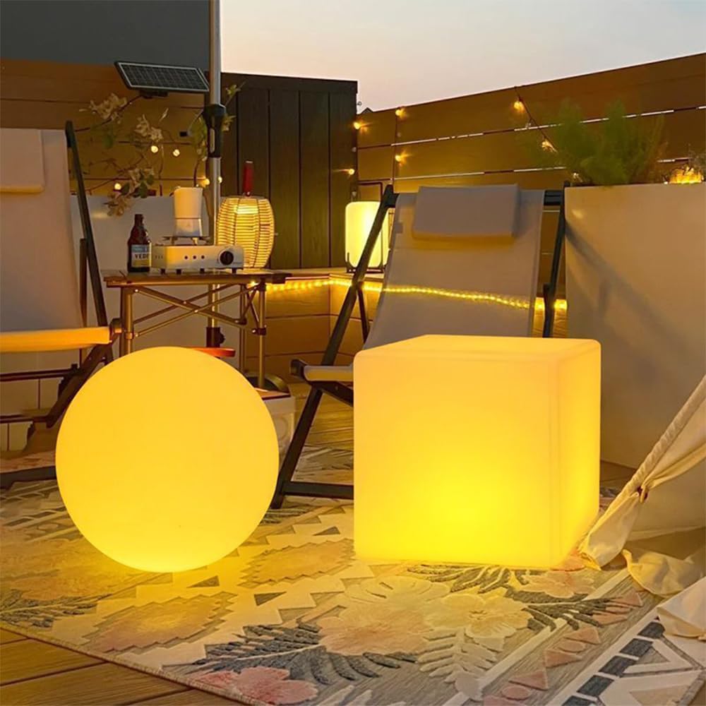 20-In Led Cube Chair, Dimmable Rgb Color Changing Light Cubes W/Remote, Versatile Large Led Cube Seat, Rechargeable Light Table