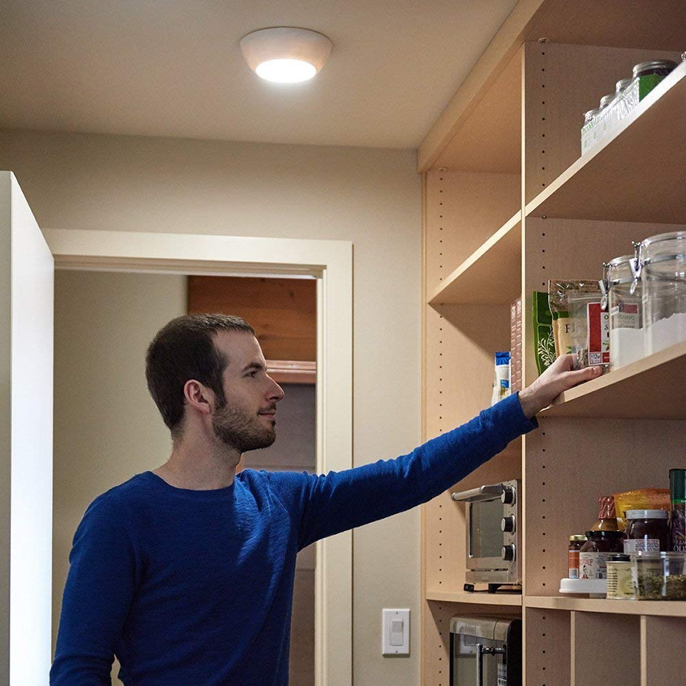 Beams Mb990 300 Lumen Led Ultrabright Wireless Battery Powered Motion Sensing Indoor/Outdoor Ceiling Light, 2-Pack, White