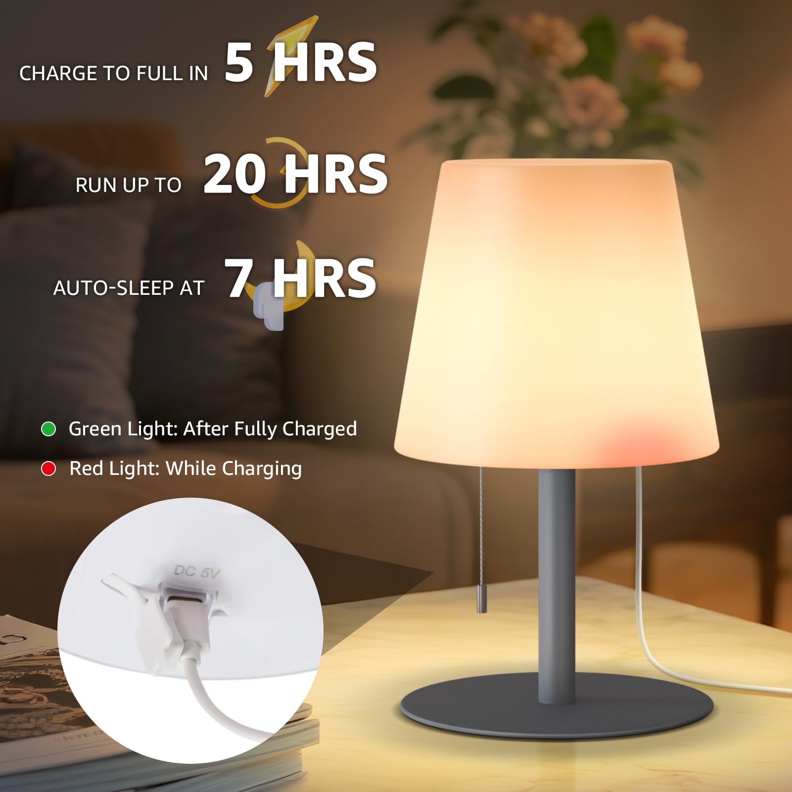 Uuffoo Shower Lamp Rechargeable Outdoor Table Lamp Cordless Warm White & Rgb Night Light For Patio  Restaurant  Camping  Bathroom Gift For Women  Mom  Grandma H9.8In (Gray)