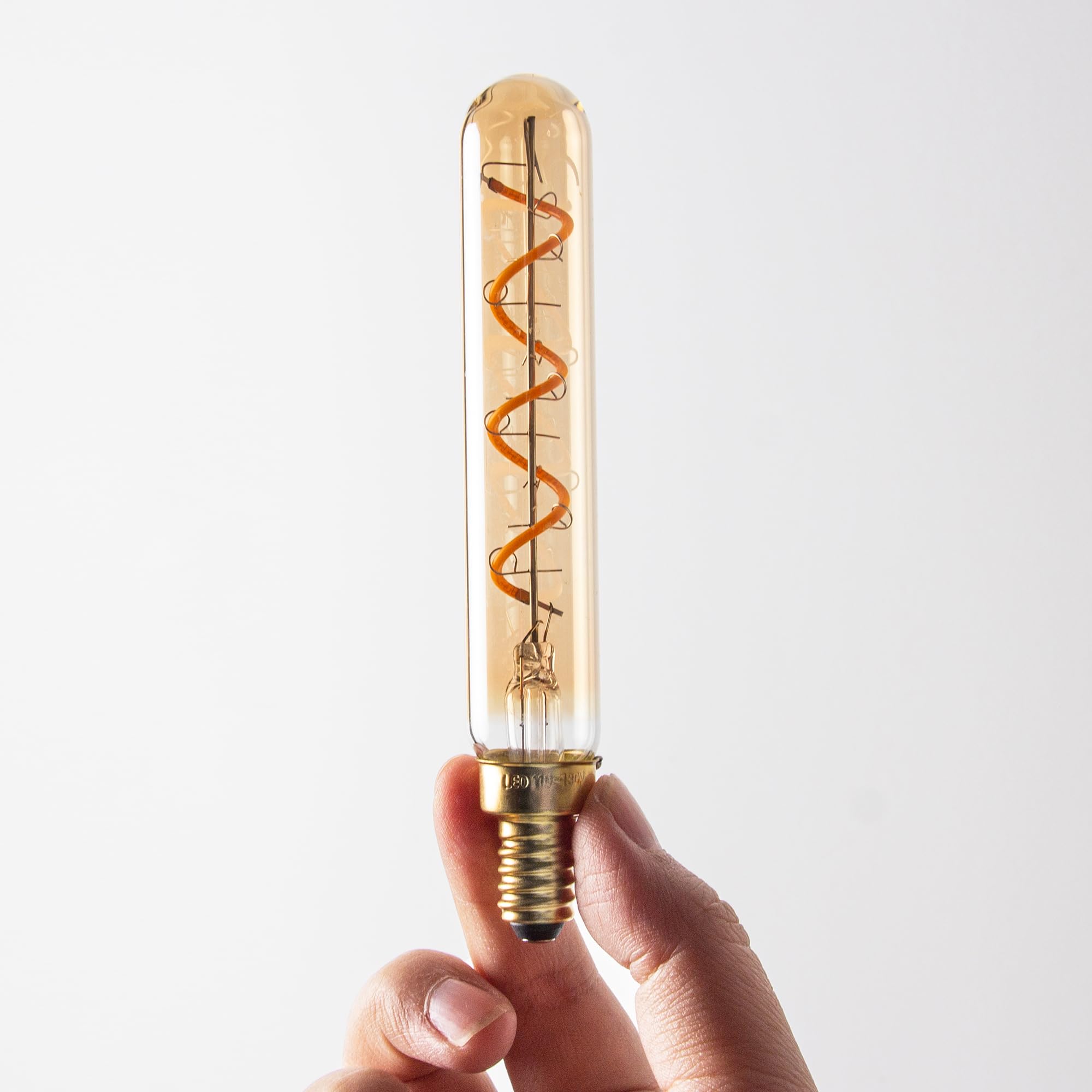 Grensk E12 Candelabra Tubular LED Bulbs, 3W Equivalent to 25W, 2200K Warm Light, Glass, 6 Pack, Vintage Amber Filament