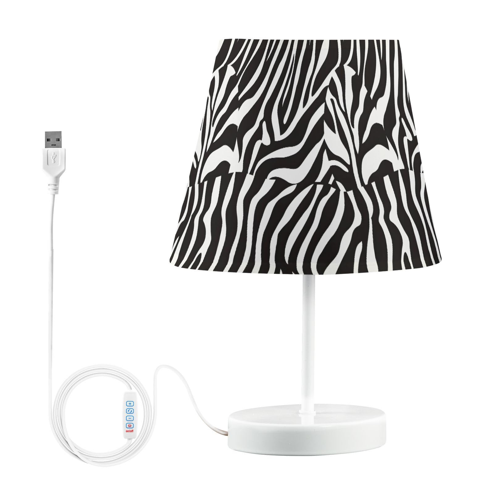 BOENLE Bedside Lamp Zebra Print Black White Table Lamp Bedroom LED Nightstand Desk Lamp Lampshade for Sleeping Living Room Dorm 