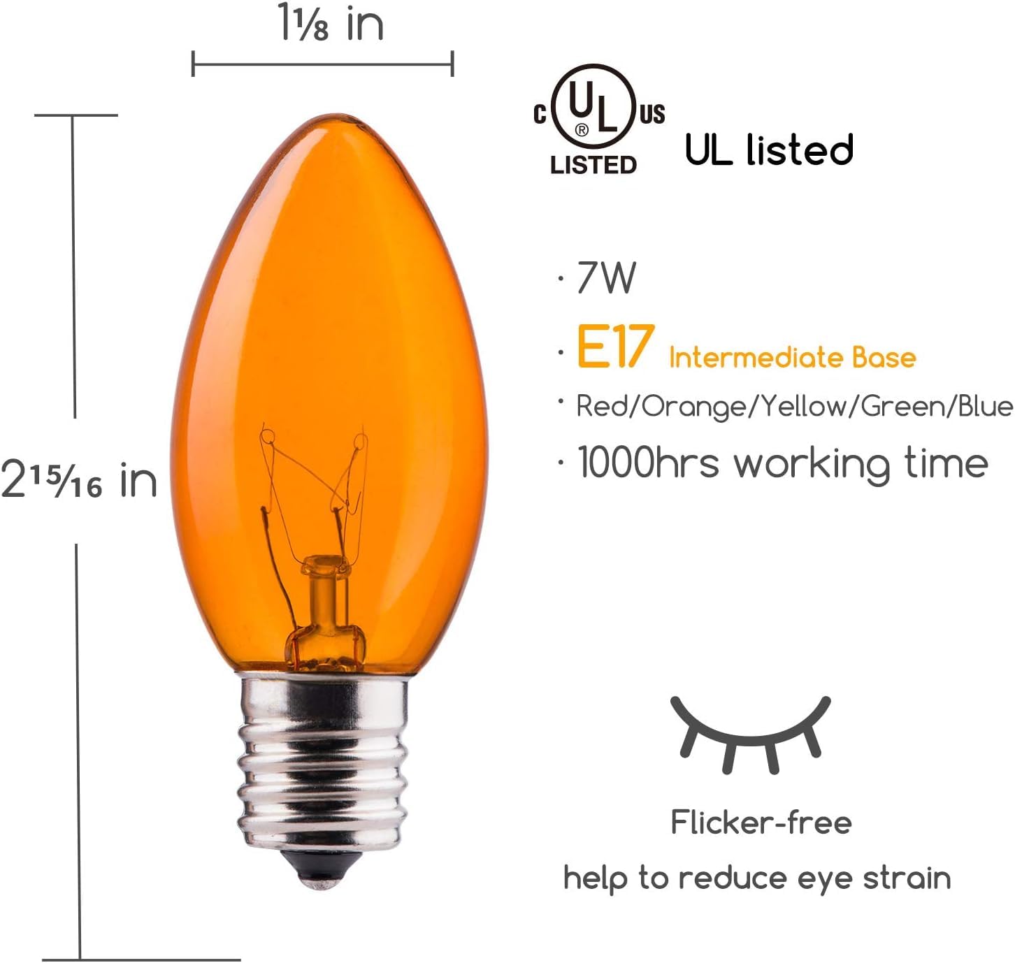 C9 Opaque Replacement Christmas Lights Bulbs Vintage Incandescent Red Green Blue White Orange Glass For Xmas String Lights Outdo