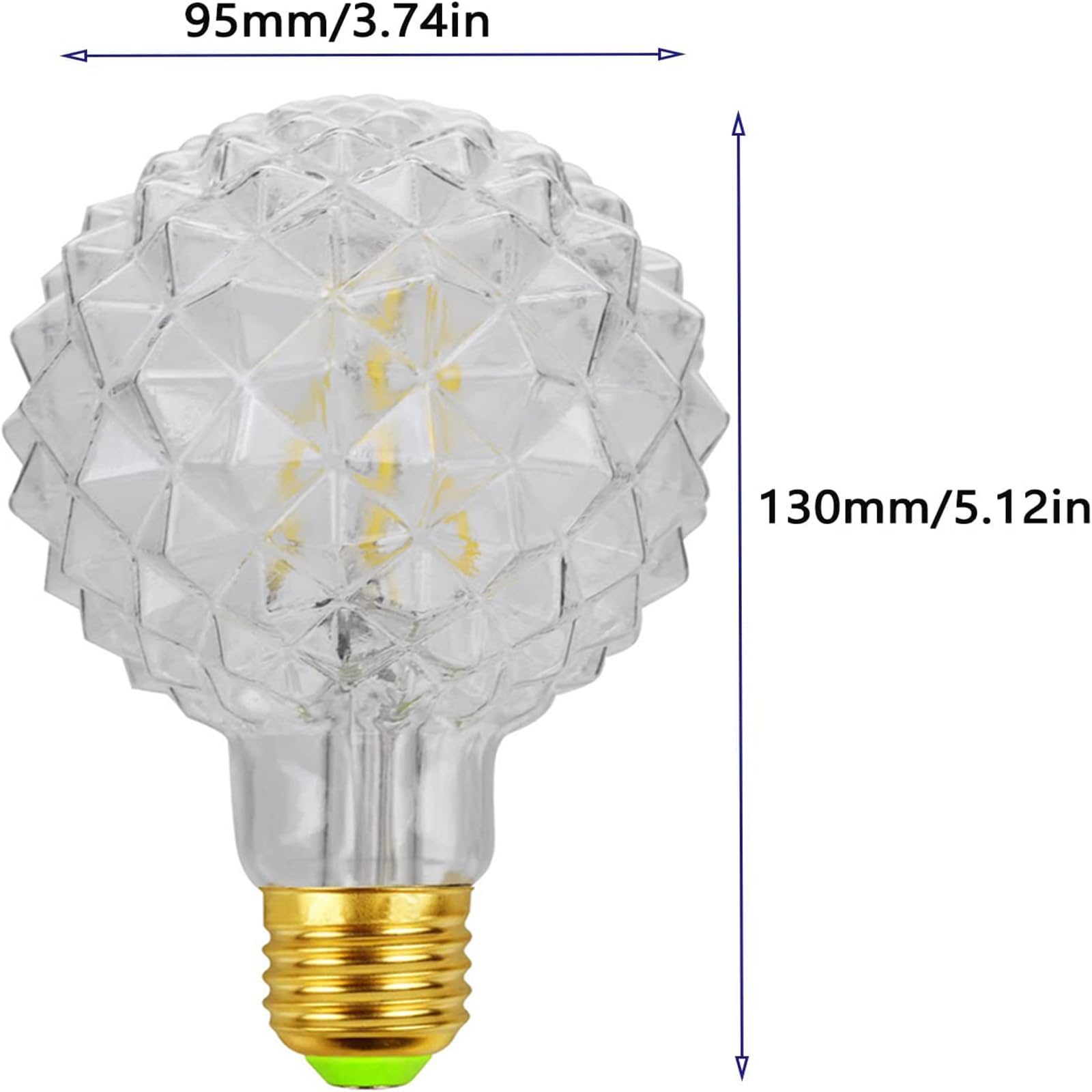 Lxcom Lighting G95 Pineapple Decorative Edison Light Bulbs 4W Globe Vintage Nostalgic Led Edison Light Bulb 40W Equivalent Neutr