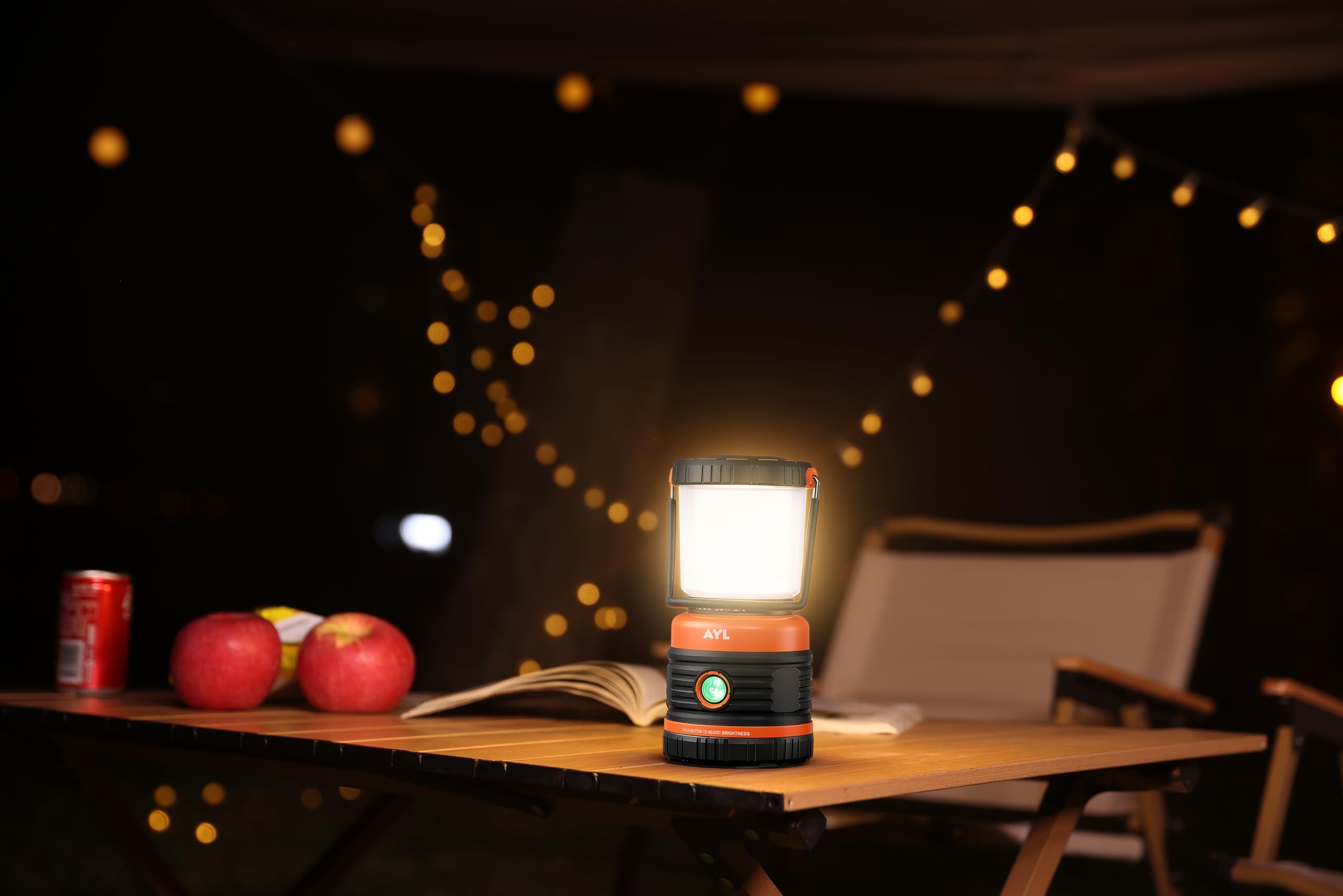 AYL LED Camping Lantern 1800 Lumens, Rechargeable, IP44 Waterproof, Black and Orange, Model SLR10002Pack, 2 Pack