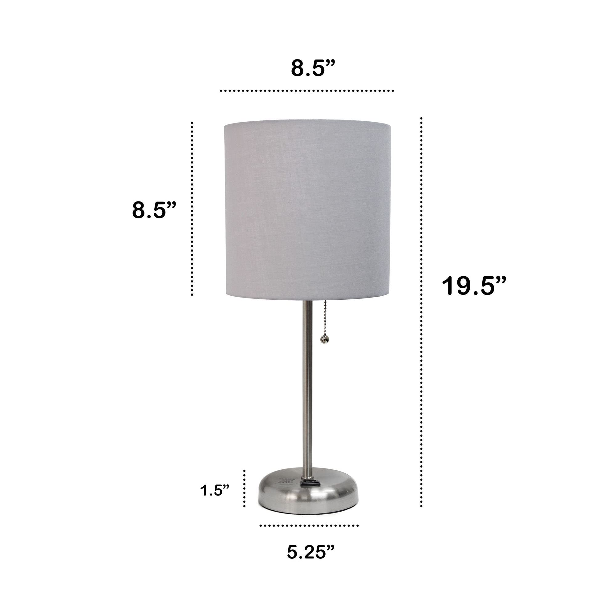 Creekwood Home Brushed Steel Table Lamp With Gray Shade - 19.5&quot; Contemporary Design