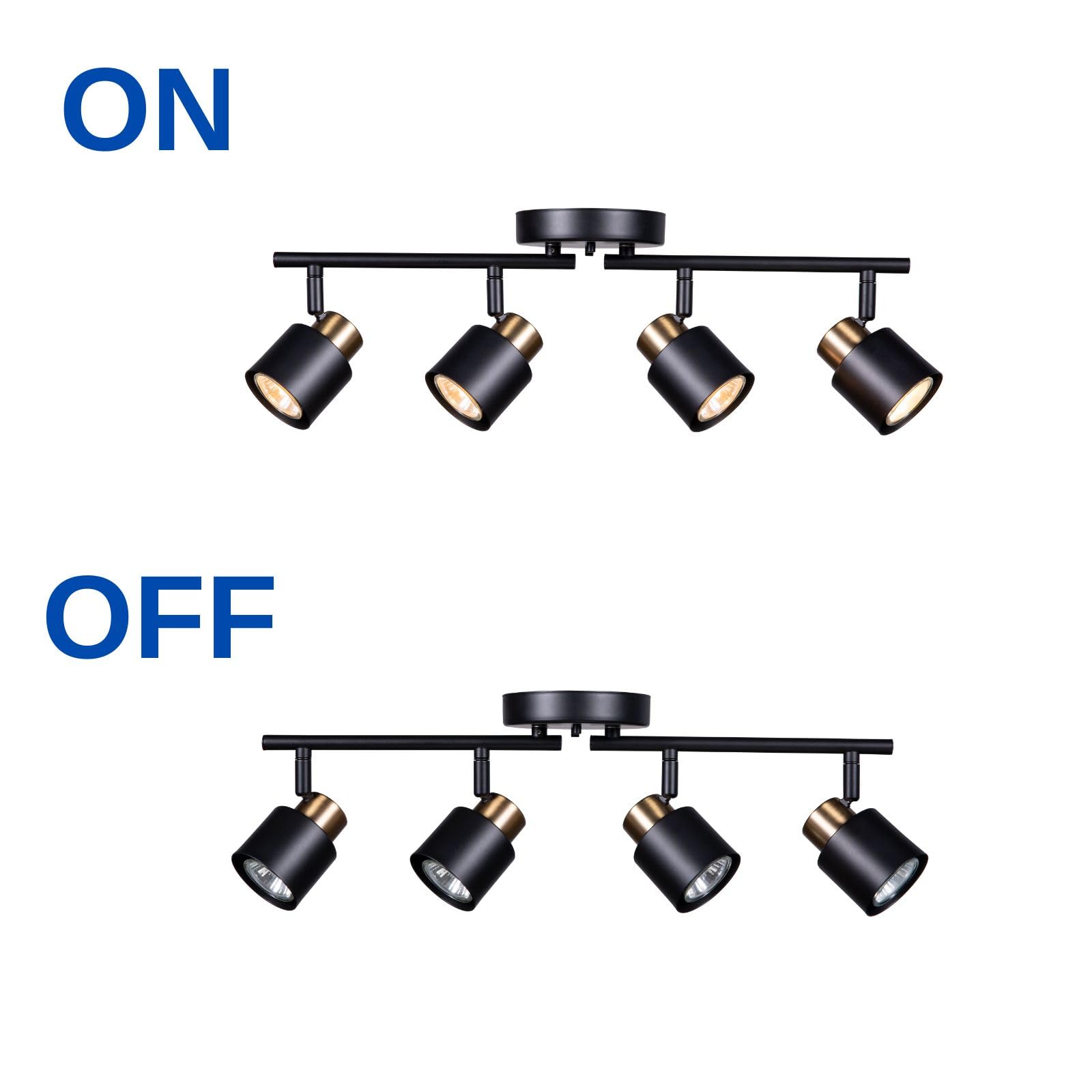 Craftronos 4 Light Track Lighting Kit, Matt Black Brass Finish Adjustable With Moden Flush Mount Ceiling Spotlight For Kitchen,L