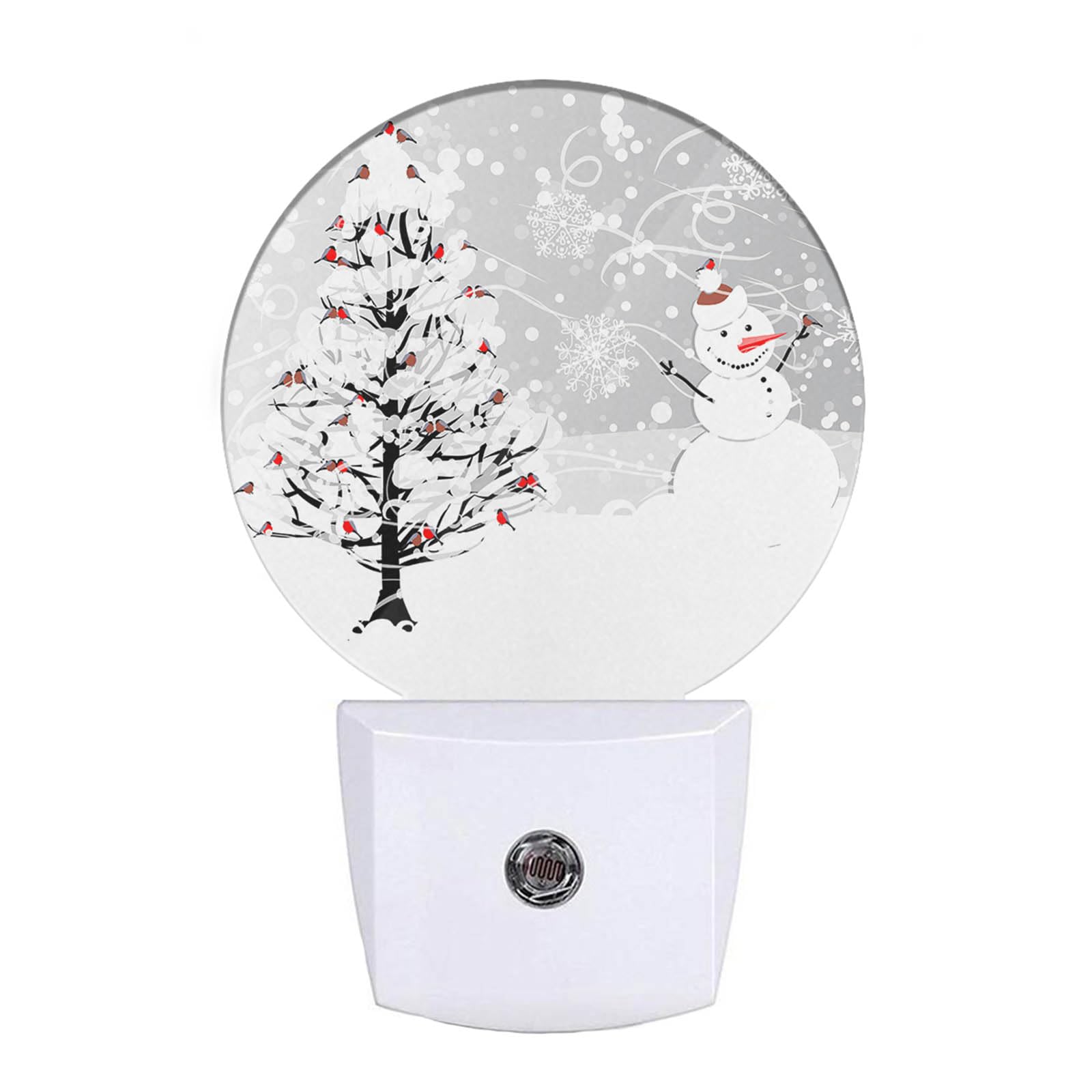 Ekobla Snowman Night Light Winter Snowflakes Cardinals Birds On Snowy Christmas Tree Night Lights Plug Into Wall Dusk To Dawn Led Lamp For Men Women Boys Girls Holiday Gifts