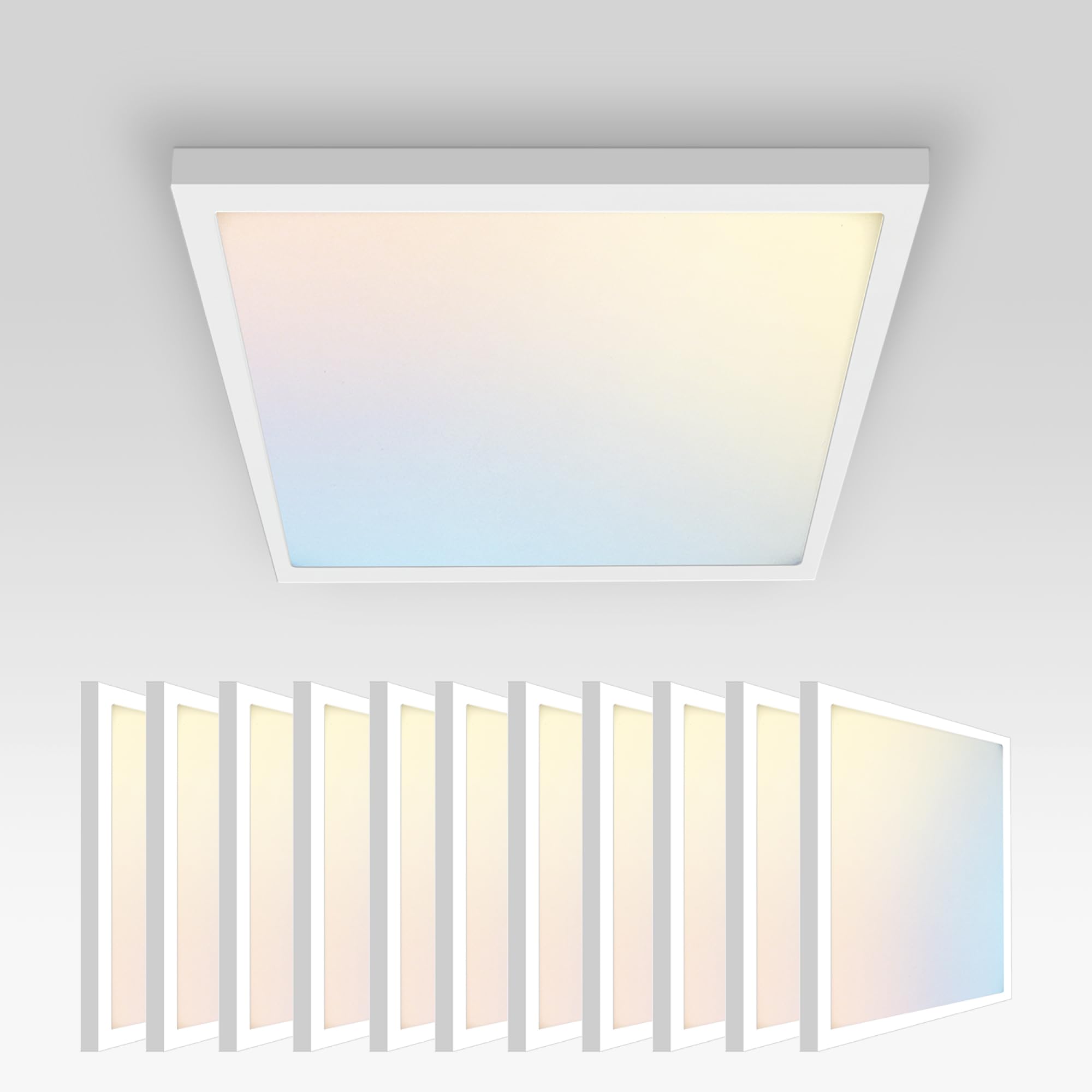 Asd Led 12 Inch Square Flush Mount Ceiling Light Fixture | 24W 1700Lm 2700-6000K 120V | 5Cct, Dimmable, Ultra Slim, Etl Listed |