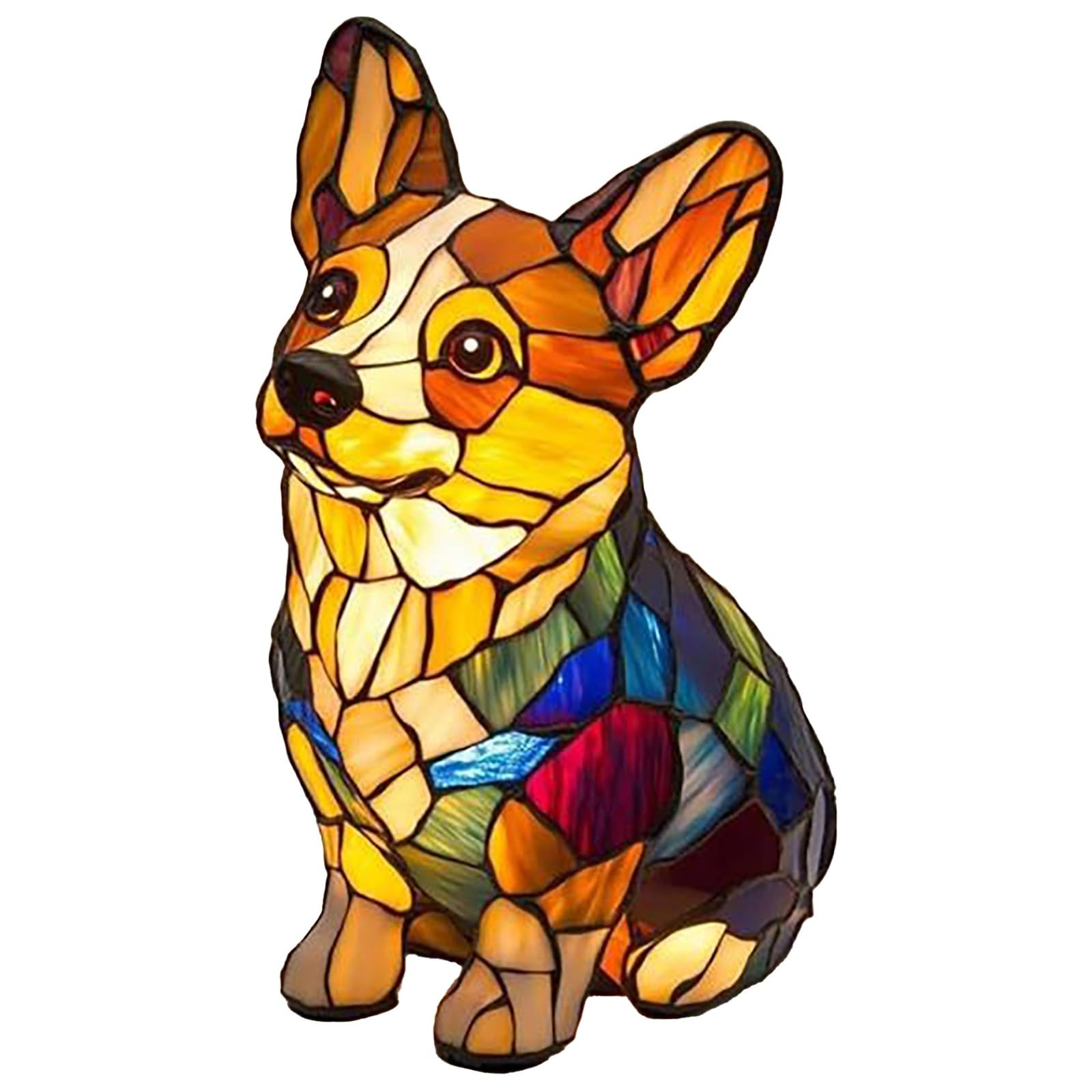 Lamps For Night Stands,Corgi Lamp And Pug Lamp,Dog Series Art Night Light,Cute Animal Themed Led Table Lantern,Stained Resin Pet