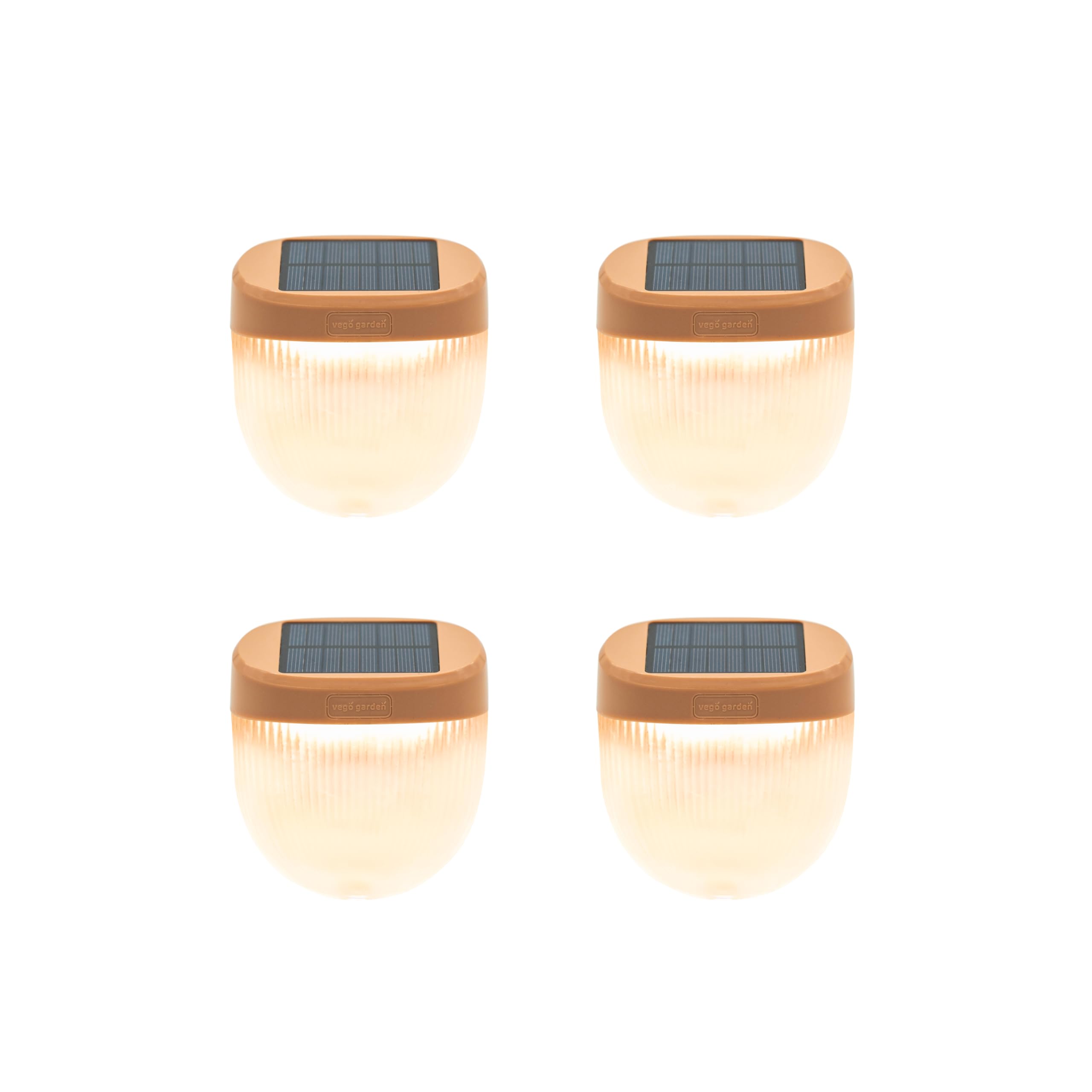 Vego garden Solar Garden Lights with Auto Sensors, IPX4 Waterproof, 4 Pack, Rippled-Terra Cotta, Model VSGLPG-2