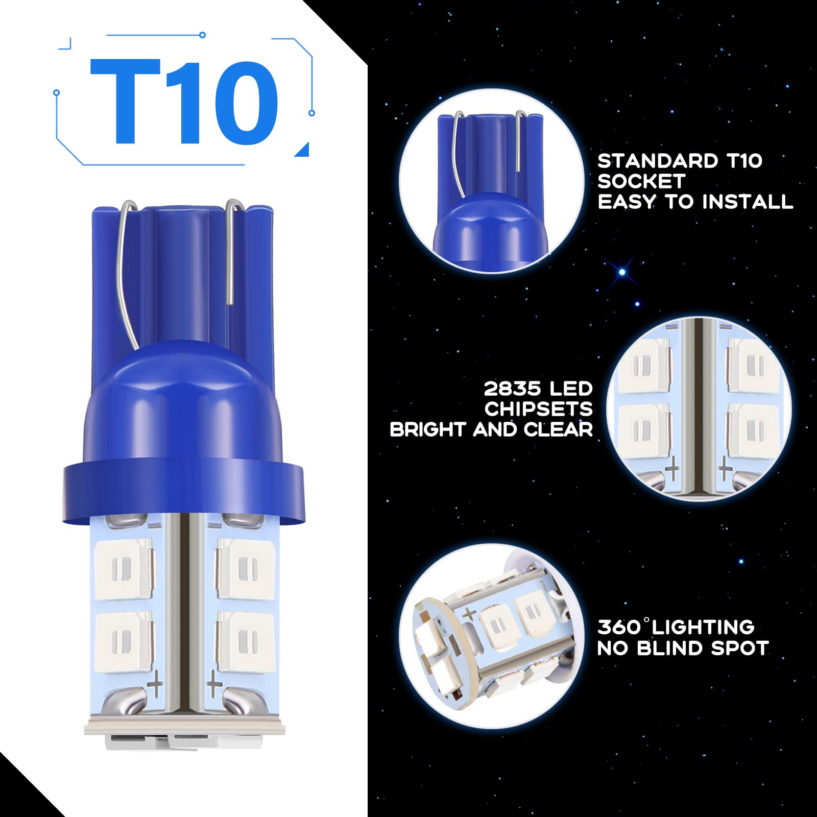 Tallew 24 Pieces Dome Light Bulb Kit Set T10 31 Mm 42 Mm Led Festoon, Led Interior Replacement Bulbs For Car Map Door Courtesy(Blue)