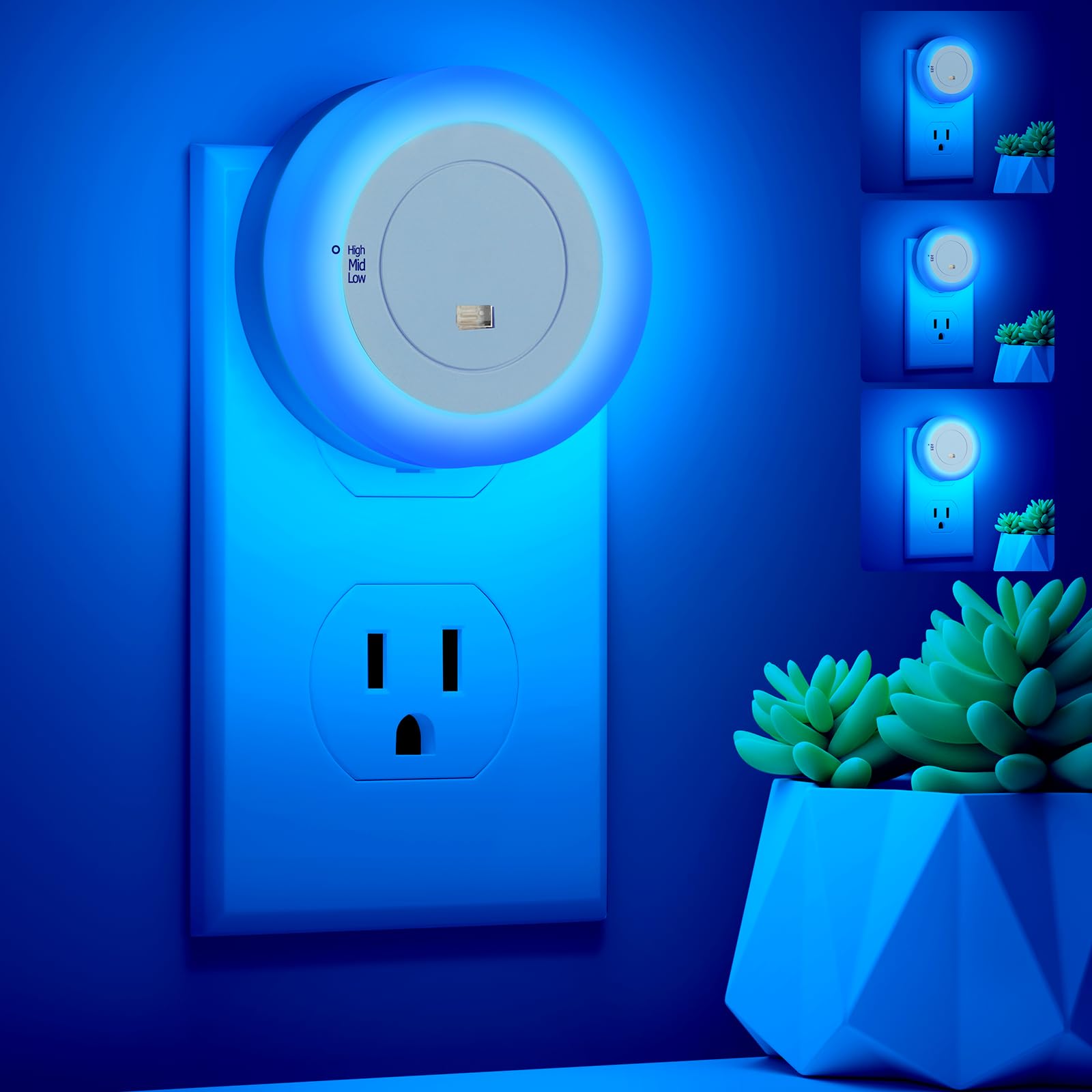 FOLKSMATE LED Night Light, Dimmable Plug-in Dusk to Dawn Sensor Hallway Lights, Smart Nightlight for Bathroom, Bedroom, Adults &