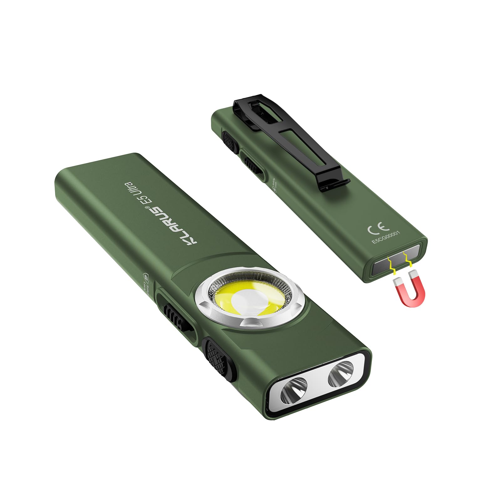 klarus E5 Ultra Pocket Flashlight: 850 Lumens EDC Flash Light Ultra-Thin, USB Rechargeable with Magnetic Tail & Clip, Bright Sma