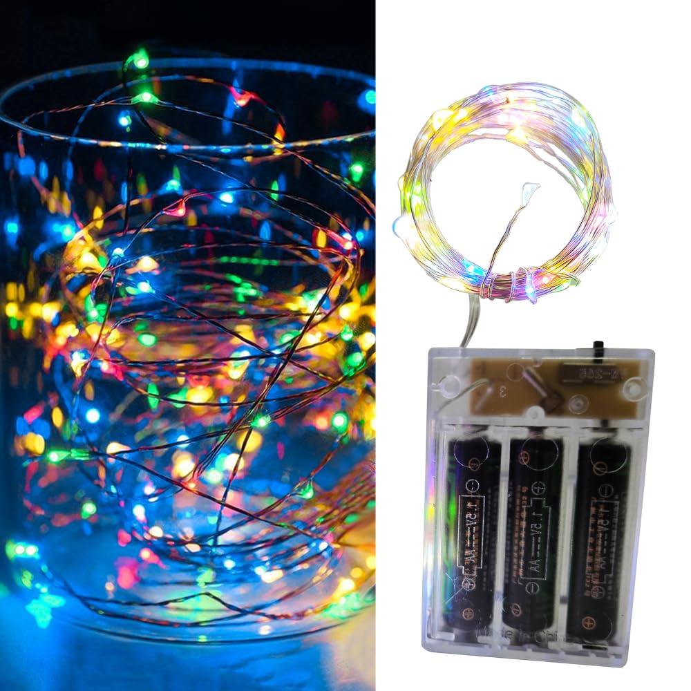 Kangheshun Timer Fairy Lights Battery Operated Mini Christmas Lights for Bedroom Christmas Parties Wedding  Decoration(5m/16ft Multicolor)