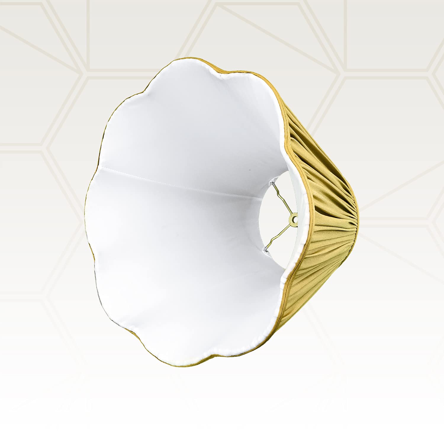 Royal Designs Bottom Scallop Gather Pleat Basic Lamp Shade, Antique Gold, 8&quot; X 16&quot; X 13&quot;