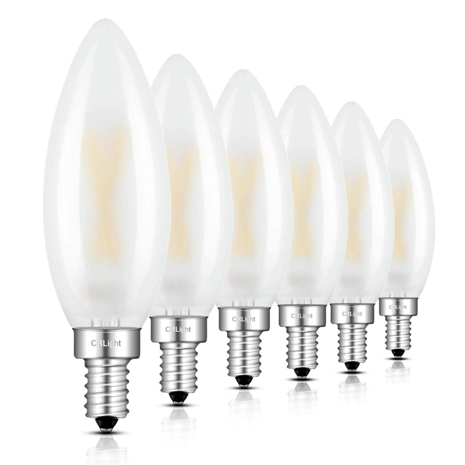 Crlight 2W Led Candelabra Bulbs, 250Lm, 3000K Soft White, Dimmable, 